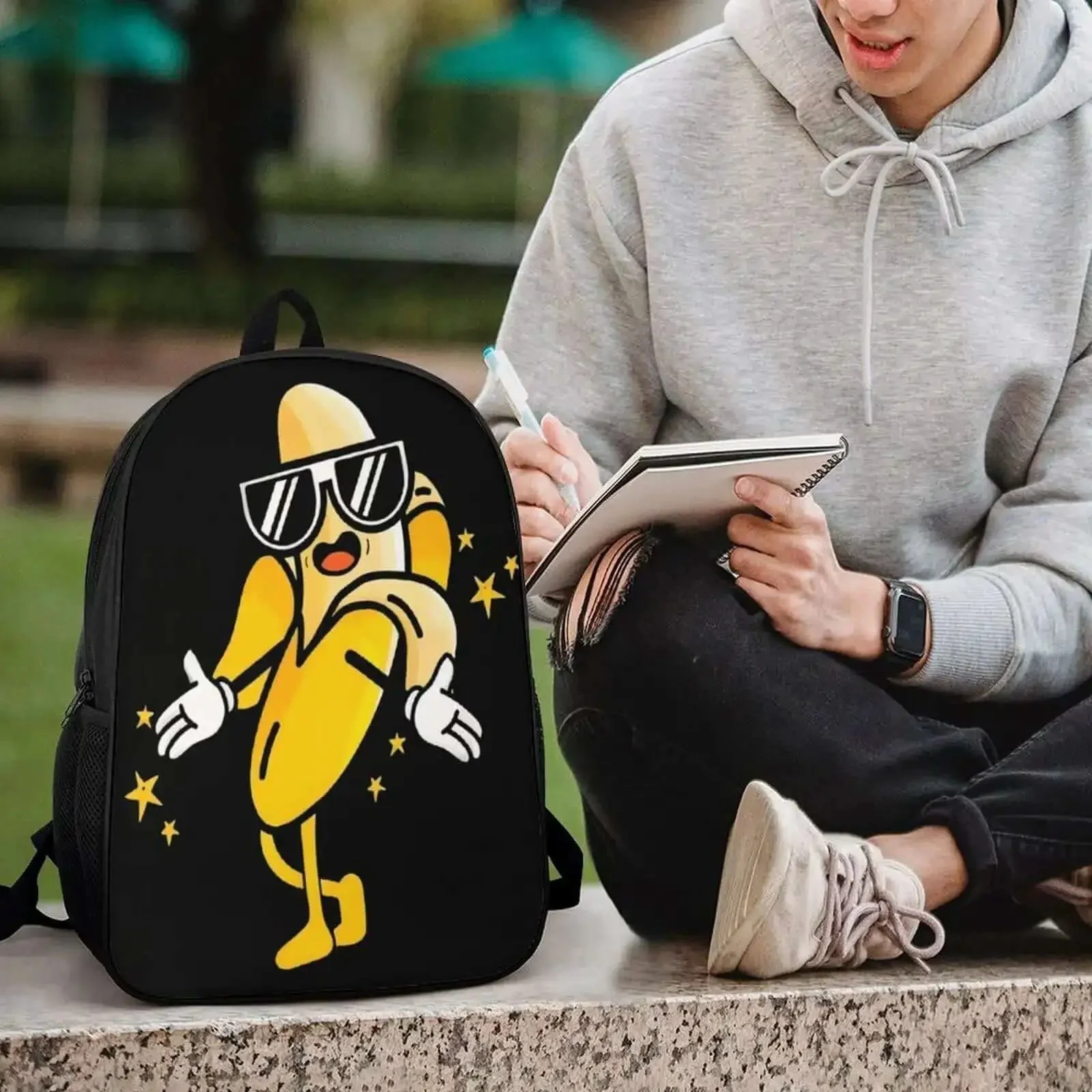 Cool Banana Style Backpack For Men And Women Go To Everyday Travel And Hiking 17 Inch Capacity With Durable 600D Oxford Fabric And Spacious Main Compartment And Versatile Use - Image 3