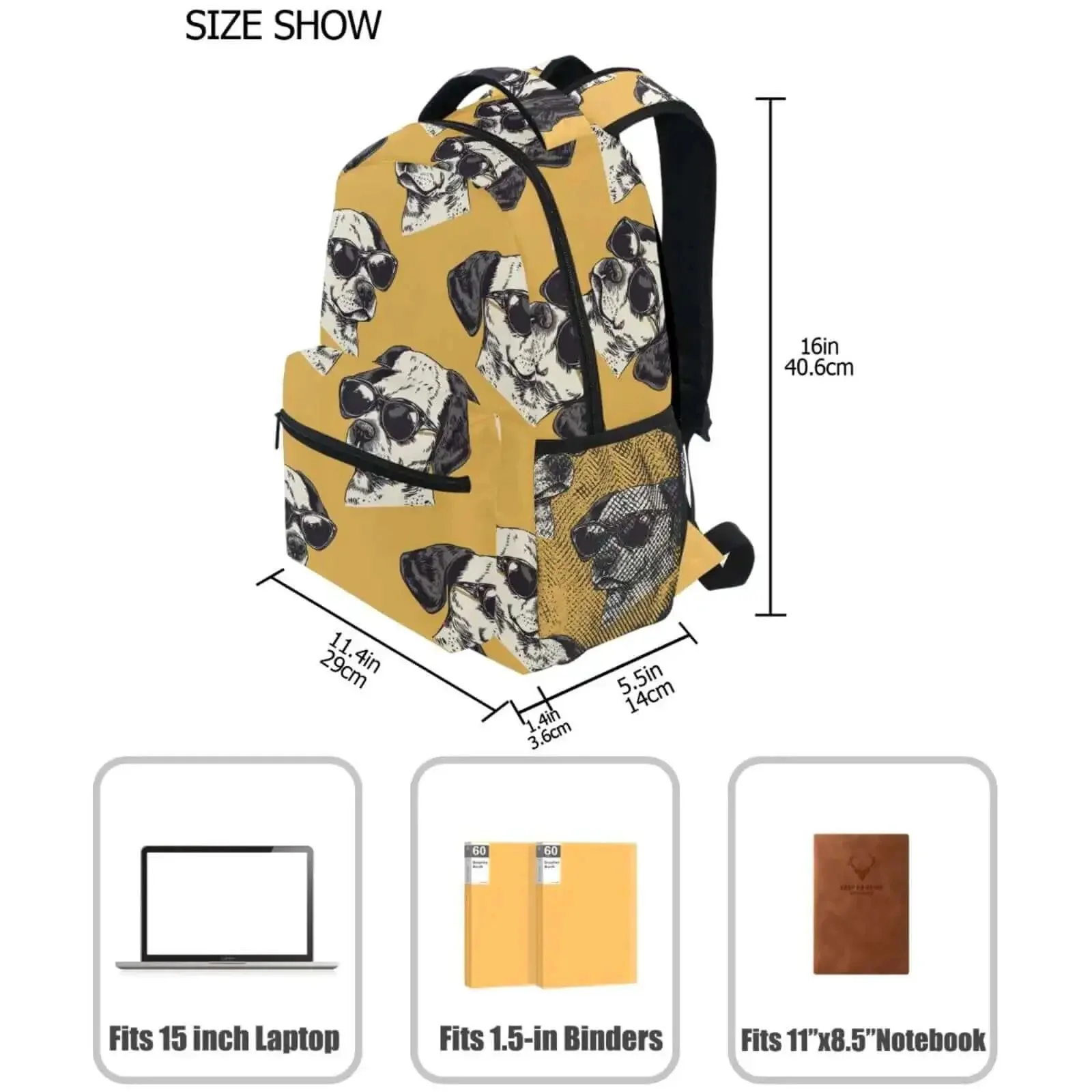 Cool Dog With Shades Backpack For School Book Bag And Travel Lightweight Waterproof Daypack With Separate Laptop Compartment Ideal For Boys And Girls Hiking Camping Work And Weekend Adventures - Image 3