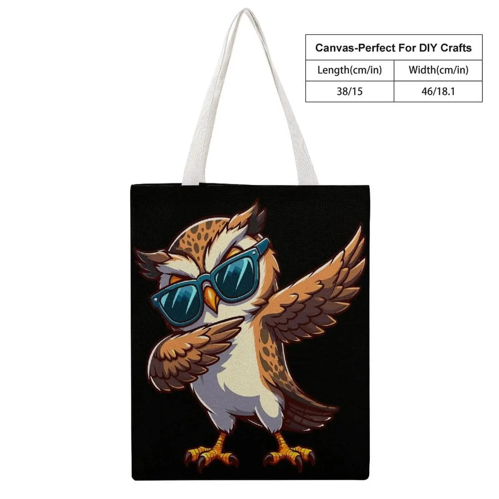 Cool Owl Wearing Sunglasses Canvas Tote Bag For Women Reusable Shoulder Bag For Grocery Shopping Work Daily Travel And Vacation Durable Heavy Duty Tote With Sturdy Handles And Large Capacity - Image 6