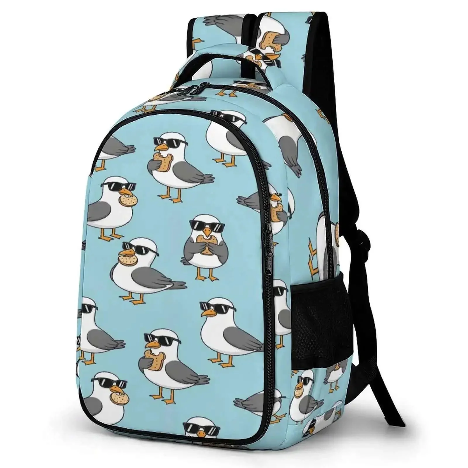 Cool Seagulls Design Travel Laptop Backpack With Large Capacity Waterproof Durable Daypack For Women And Men Perfect For Work School Camping And Daily Commute Featuring Front Opening For Easy Access And Roomy Compartments
