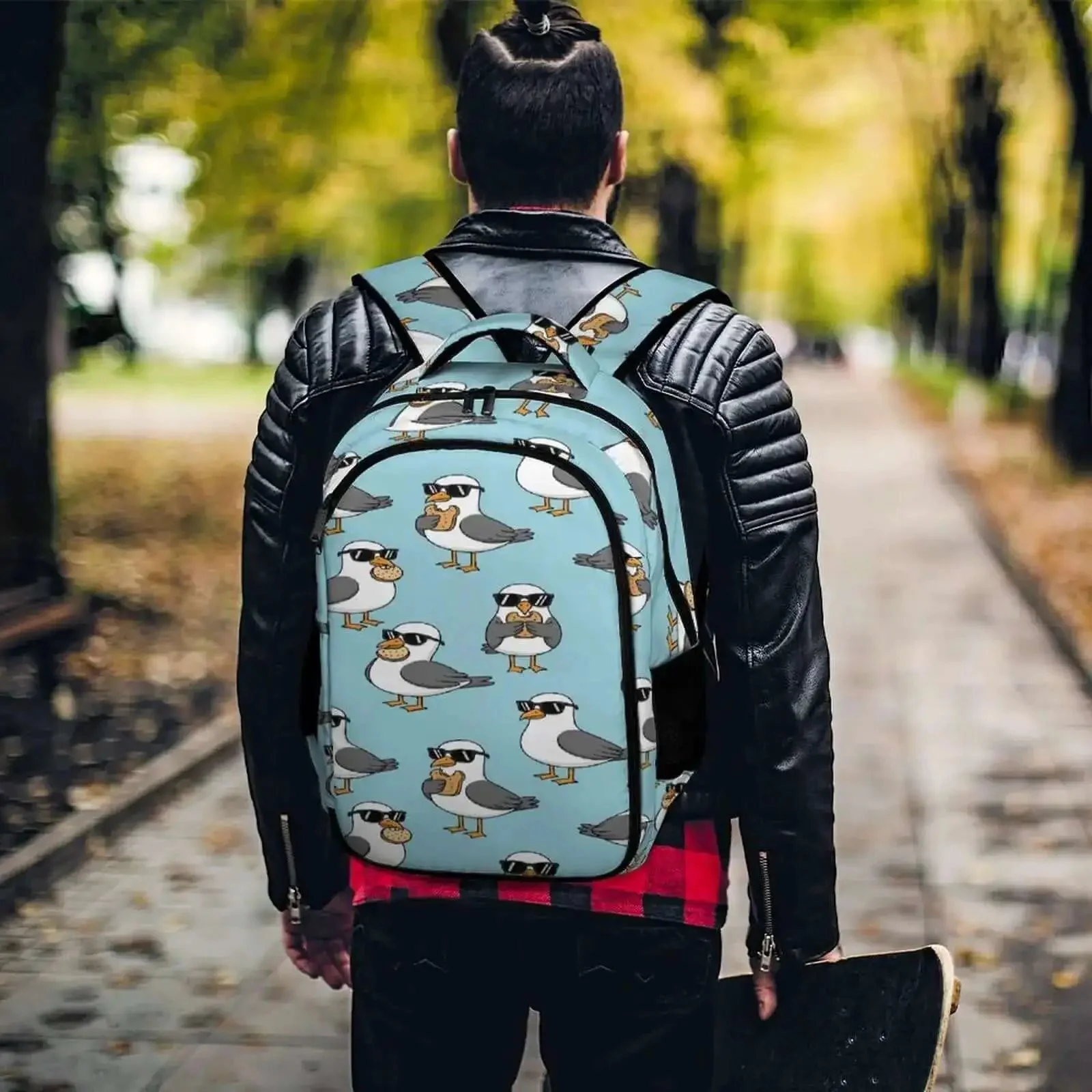 Cool Seagulls Design Travel Laptop Backpack With Large Capacity Waterproof Durable Daypack For Women And Men Perfect For Work School Camping And Daily Commute Featuring Front Opening For Easy Access And Roomy Compartments - Image 3
