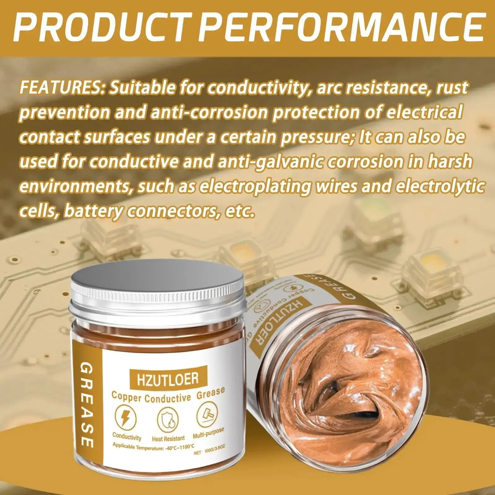 Copper Conductive Grease Paste 100G Anti Arcing Electrical Grease For Cars Power Systems Electronics And Home Appliances Heavy Duty High Temperature Resistant And Anti Corrosive - Image 3