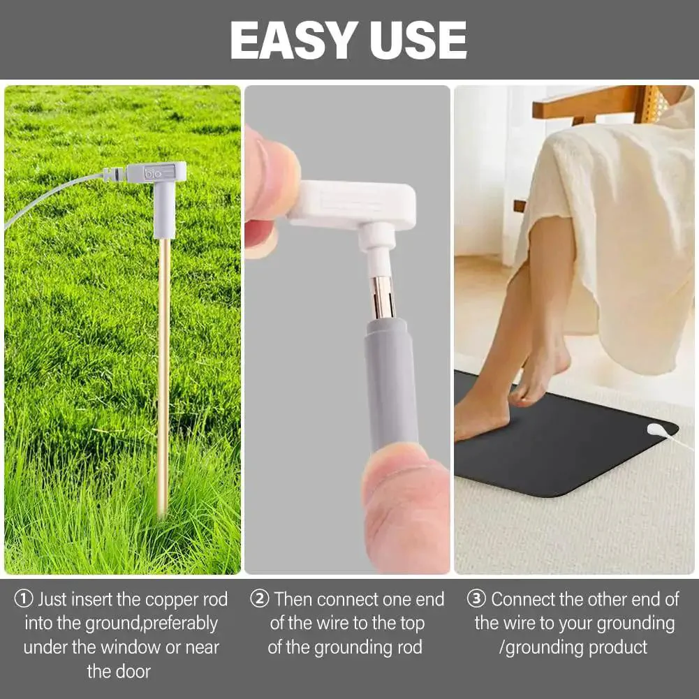 Copper Grounding Rod Kit With 40 Ft Female Ground Cord And 15 Ft Male Wire, Portable Ground Rod System For Safe Grounding Of Electronics, Includes 11.81 Inch Copper Rod, White Ground Wire, And Blue Anti Static Wrist Strap - Image 5