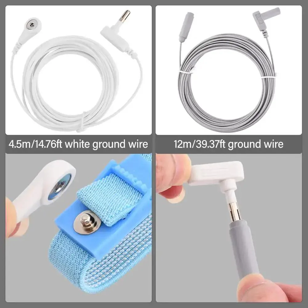 Copper Grounding Rod Kit With 40 Ft Female Ground Cord And 15 Ft Male Wire, Portable Ground Rod System For Safe Grounding Of Electronics, Includes 11.81 Inch Copper Rod, White Ground Wire, And Blue Anti Static Wrist Strap - Image 6