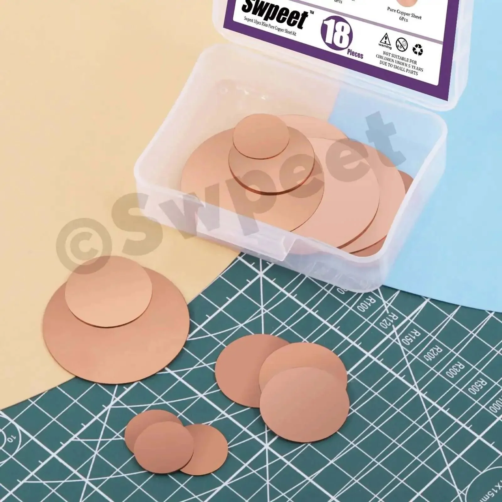 Copper Sheet Kit 18 Pcs in Three Sizes 0.02 Inch Thick Pure Copper Sheets for Crafts DIY Jewelry Electrical Repairs and Industrial Projects Includes 0.75 Inch, 1.2 Inch, and 2 Inch Pieces - Image 2