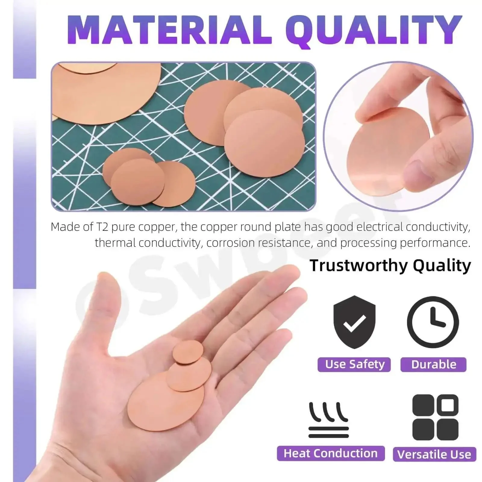 Copper Sheet Kit 18 Pcs in Three Sizes 0.02 Inch Thick Pure Copper Sheets for Crafts DIY Jewelry Electrical Repairs and Industrial Projects Includes 0.75 Inch, 1.2 Inch, and 2 Inch Pieces - Image 6