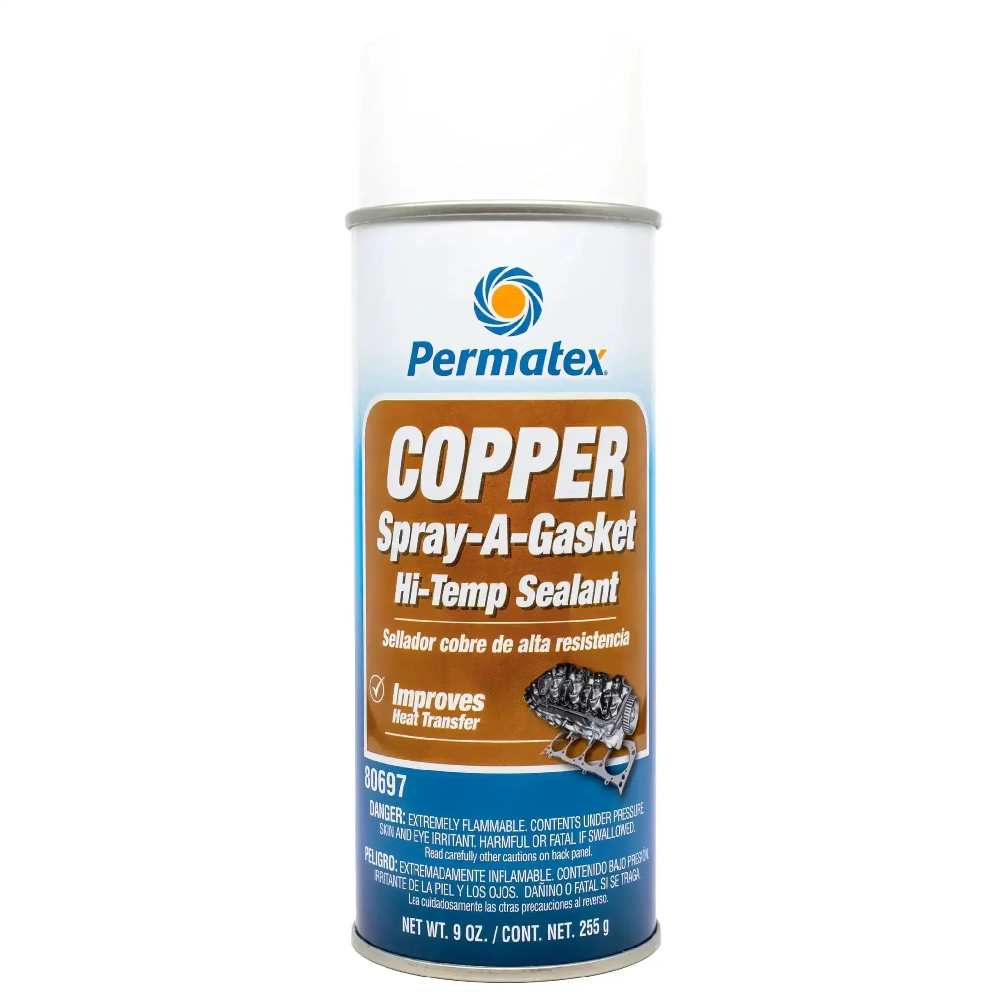 Copper Spray A Gasket Hi Temp Adhesive Sealant Spray For Gaskets And Heat Transfer, Fast Drying Metallic Copper That Fills Surface Flaws, That Gets The Job Done On Surfaces, Resists Gasoline And Auto Fluids, 9 Oz Aerosol Can
