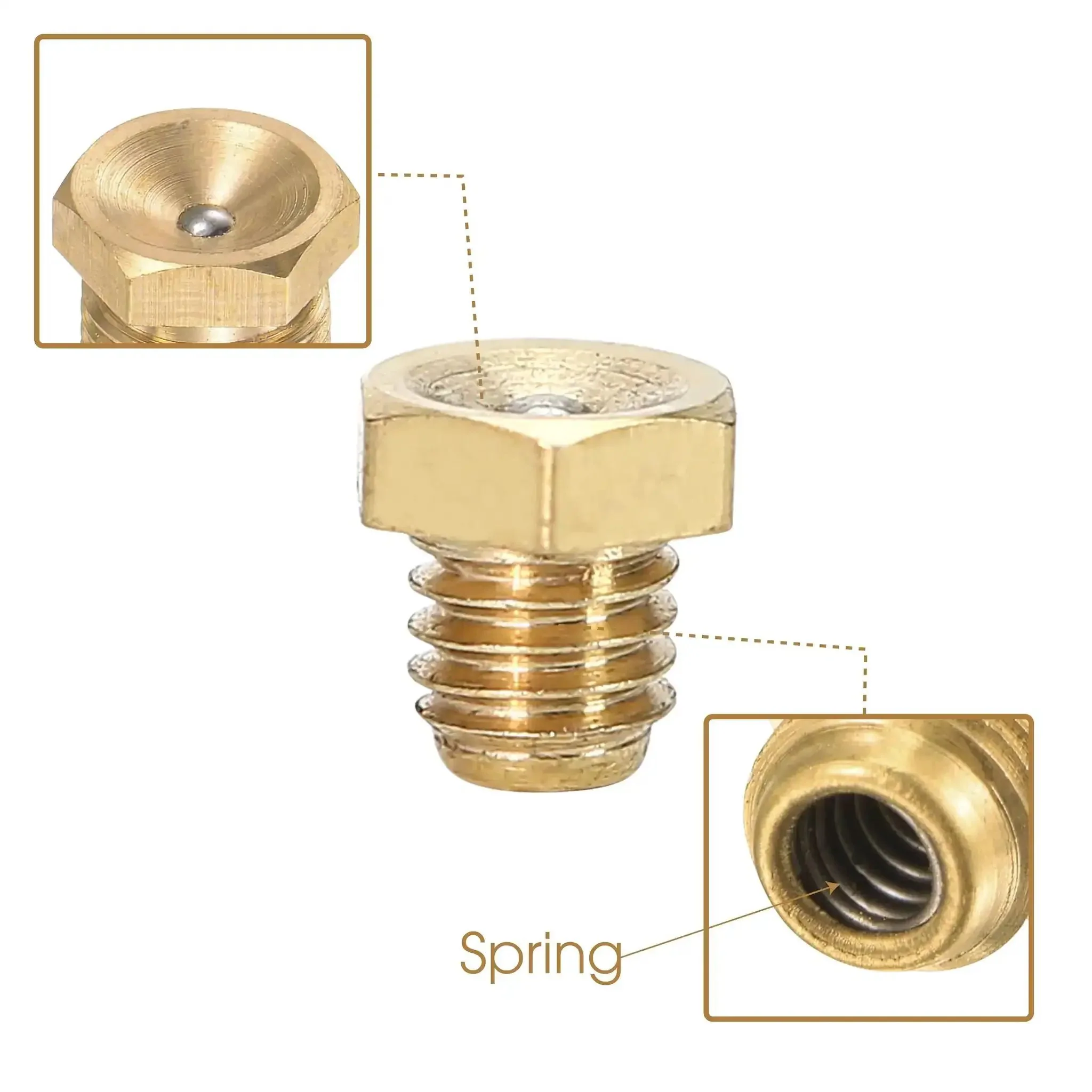 Copper Zerk Grease Fittings Flush Low Profile M6x1mm Plug Hex Head Thread Mount Metric Male Straight Nipple For Machine Tools Greasing Copper Construction For Indoor Outdoor High Temperature And Salinity Environments - Image 5