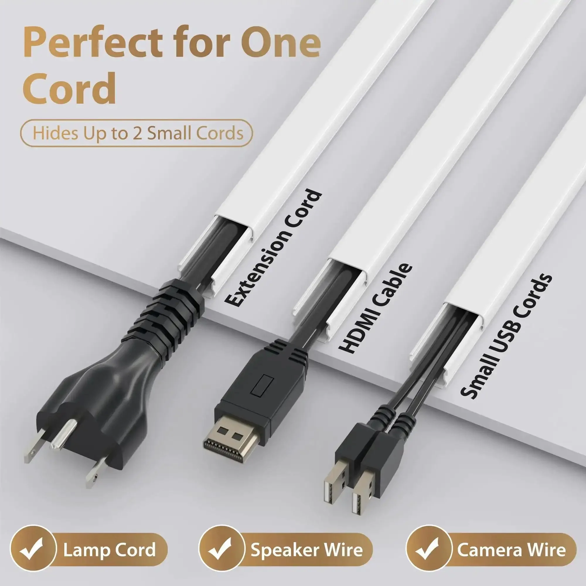 Cord Hider For One Wire 102 Inch Cable Concealer Paintable Wall Wire Covers PVC Cable Management Raceway Black Odorless Fire Resistant Durable No Fuss Install Hide A Thick Extension Cord - Image 4