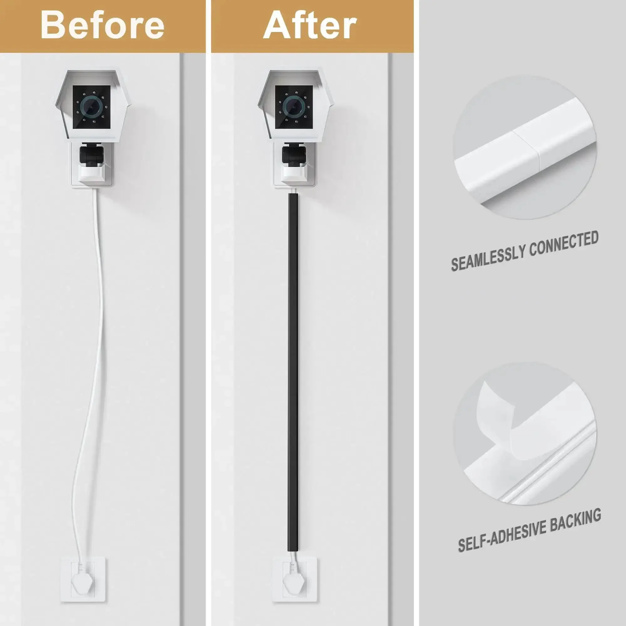 Cord Hider For One Wire 102 Inch Cable Concealer Paintable Wall Wire Covers PVC Cable Management Raceway Black Odorless Fire Resistant Durable No Fuss Install Hide A Thick Extension Cord - Image 5