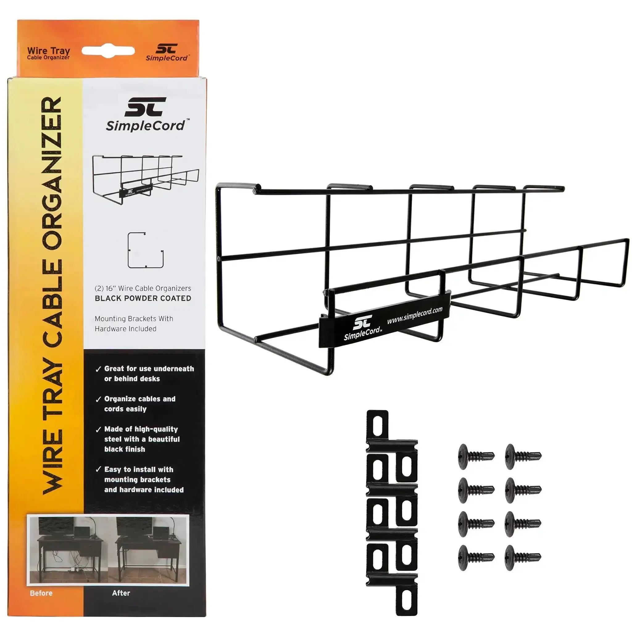 Cord Wire Tray Desk Cable Organizer 32 Inch Open Slot Raceway To Tidy Cables Wires And Cords On Desks Office Cable Management Kit Pack Of 2 Black For Home And Office Use
