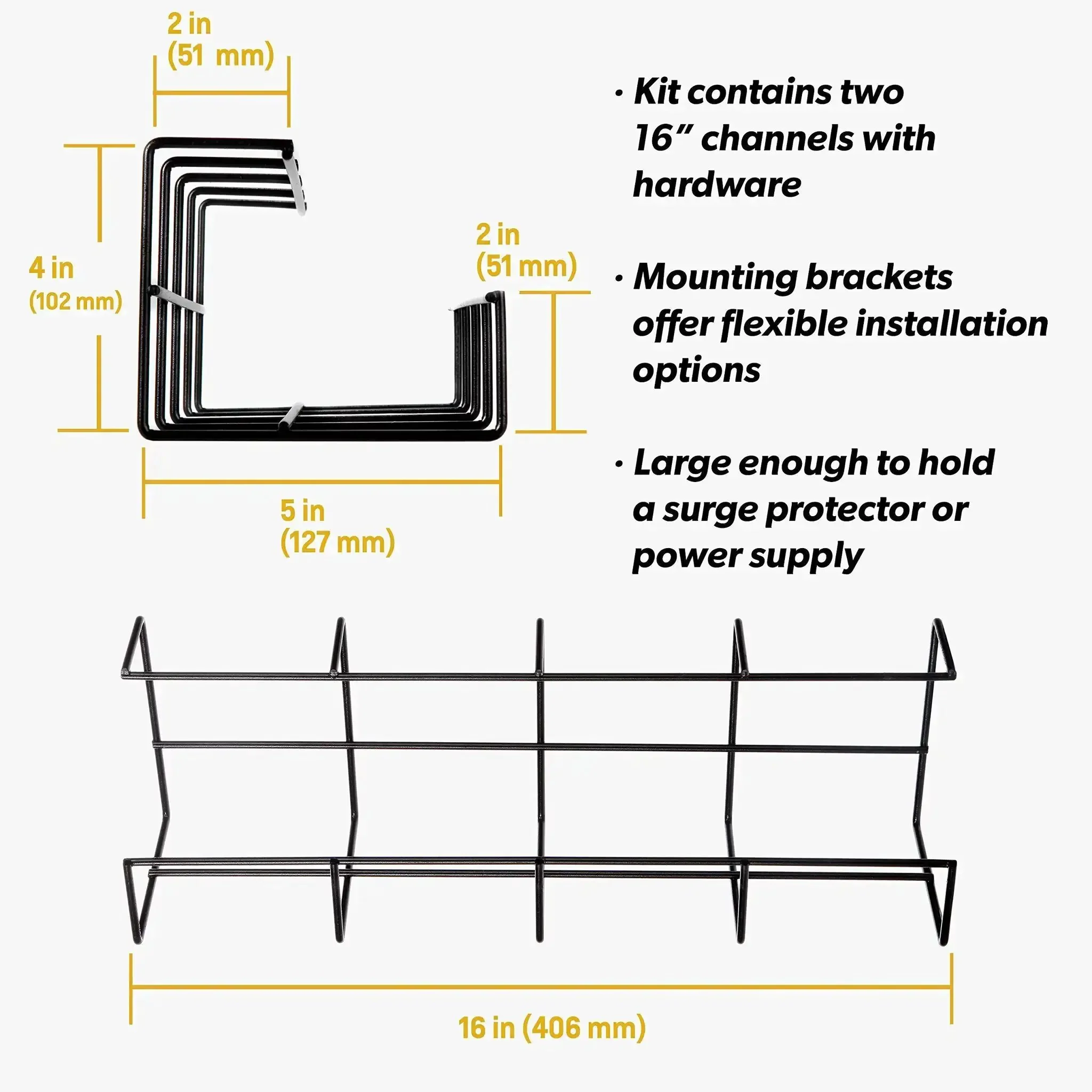 Cord Wire Tray Desk Cable Organizer 32 Inch Open Slot Raceway To Tidy Cables Wires And Cords On Desks Office Cable Management Kit Pack Of 2 Black For Home And Office Use - Image 7
