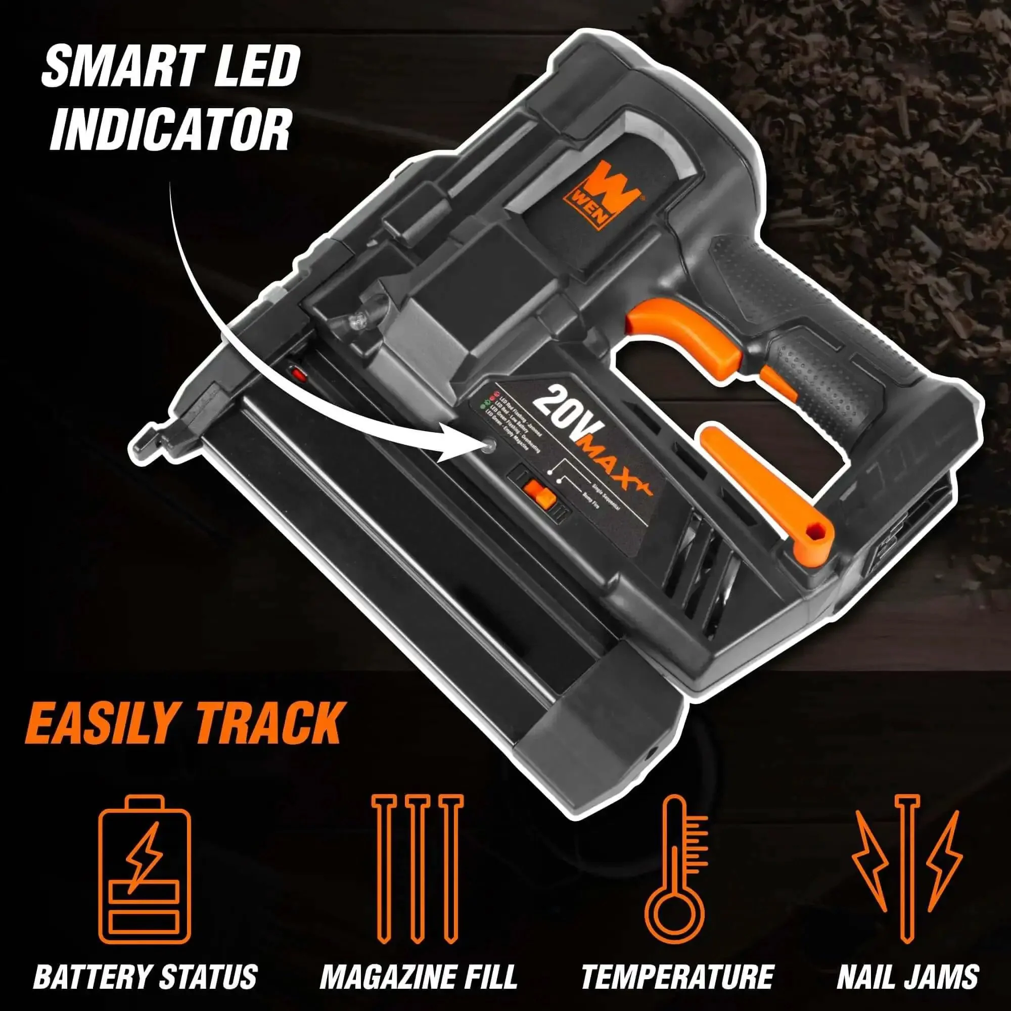 Cordless 20V Max 18 Gauge Brad Nailer With 2.0Ah Battery And Charger, 100 Nail Magazine Capacity, No Air Hose, Includes 400 18 Gauge Brad Nails For Quick, Easy Finish Work, Ideal For DIY Projects - Image 4