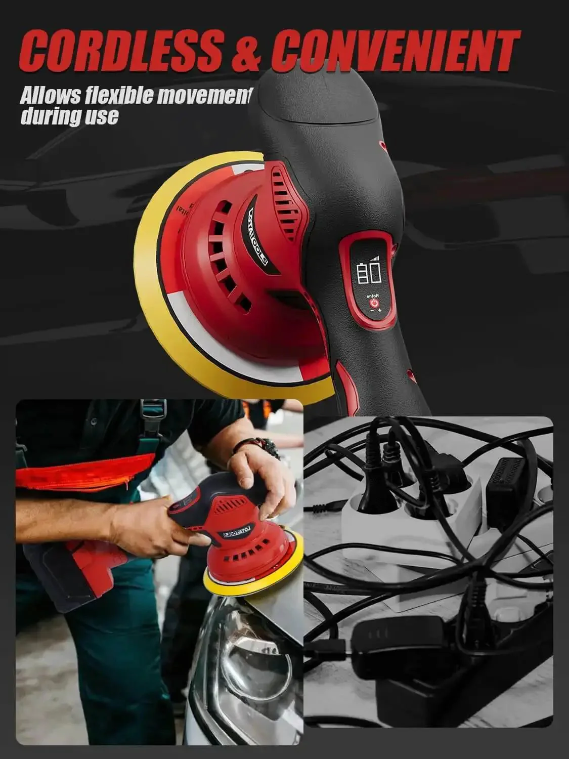 Cordless Car Polisher And Orbital Buffer For Detailing With Six Variable Speeds Up To 5500 RPM No Battery Included Compatible With 18V Batteries Ideal For Auto Exterior And Interior Finishes - Image 6