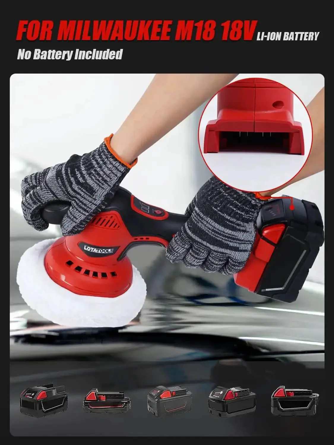 Cordless Car Polisher And Orbital Buffer For Detailing With Six Variable Speeds Up To 5500 RPM No Battery Included Compatible With 18V Batteries Ideal For Auto Exterior And Interior Finishes - Image 8