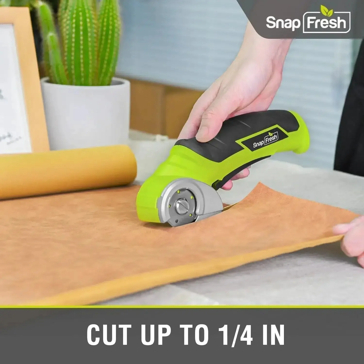 Cordless Electric Scissors 4V Mini Box Cutter With Replacement Blade And Charger For Cardboard, Carpet, Leather, Plastic, Quiet Low Noise Rotary Cutter For Packages And DIY Projects, Green - Image 6