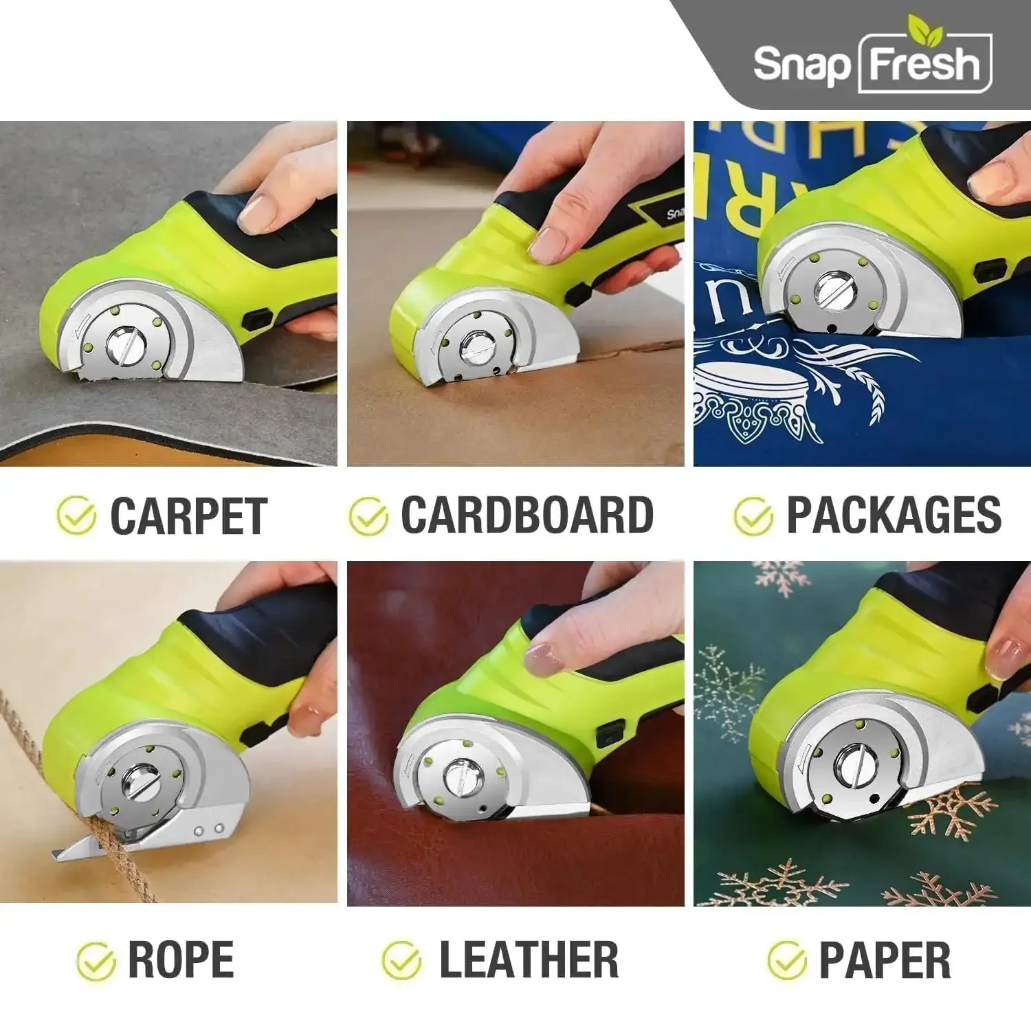 Cordless Electric Scissors 4V Mini Box Cutter With Replacement Blade And Charger For Cardboard, Carpet, Leather, Plastic, Quiet Low Noise Rotary Cutter For Packages And DIY Projects, Green - Image 8
