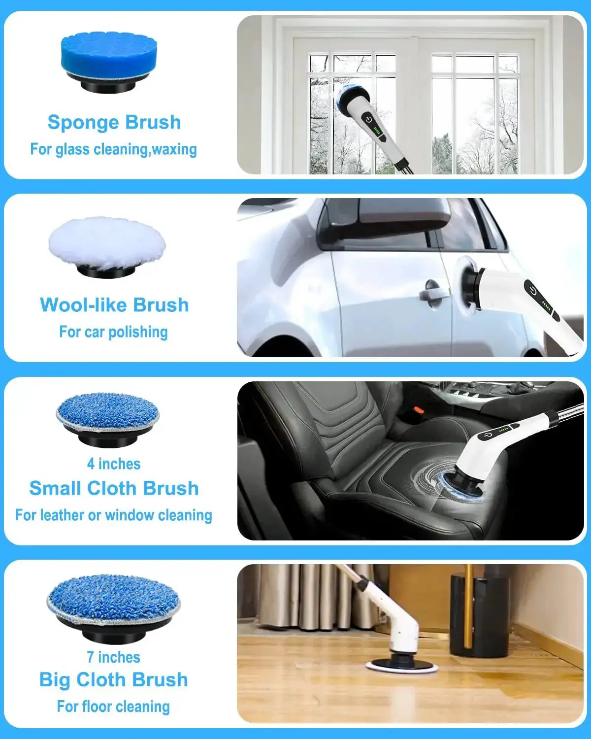 Cordless Electric Spin Scrubber With 8 Replaceable Heads, 360 Power Scrubber, Dual Speed, Detachable Handle, A Real Cleanup Buddy For Bathroom Floors Tiles Grout Kitchen And Car Cleaning - Image 3