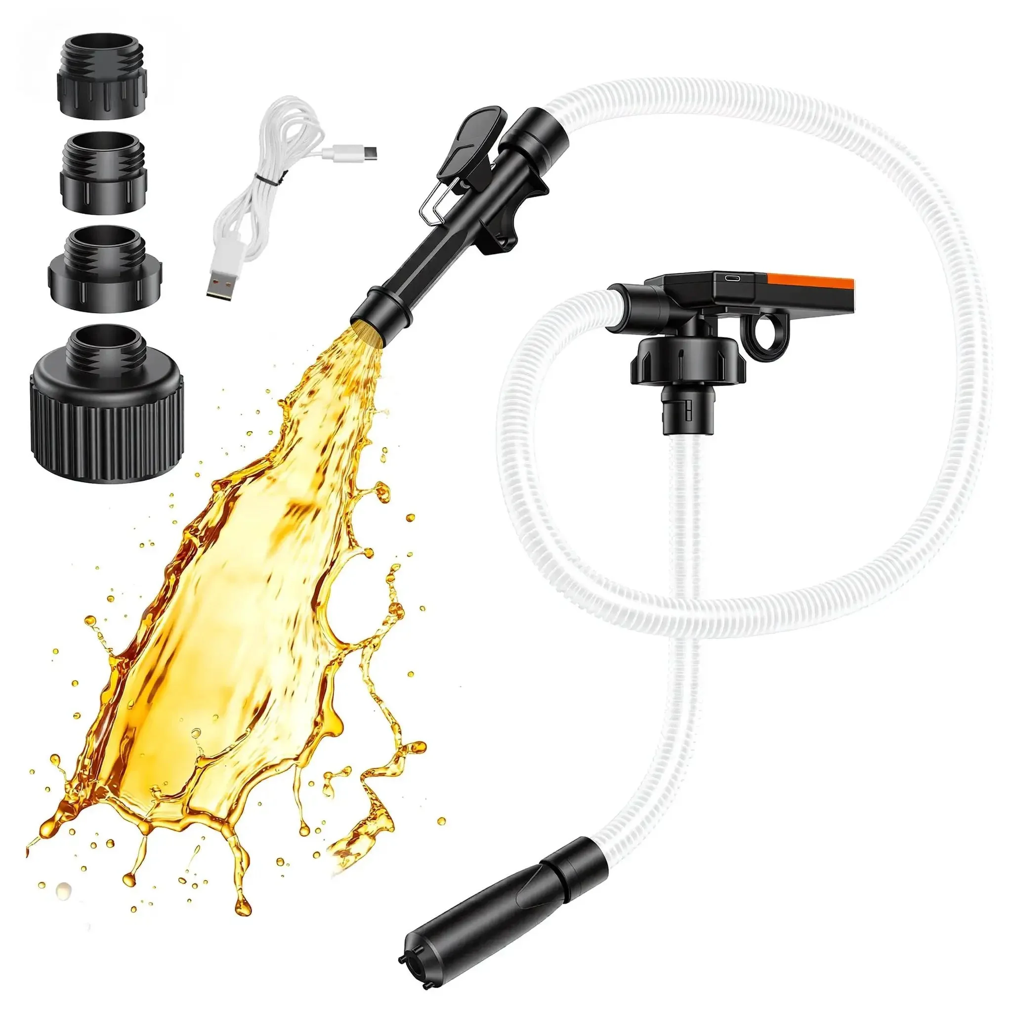 Cordless Fuel Transfer Pump With Auto Stop 3.8 GPM Fast Flow For Gasoline Diesel And Oil USB Powered Battery Operated Four Adapters For Racing Jugs Perfect Gift For Gear Heads And Do It Yourself Guys