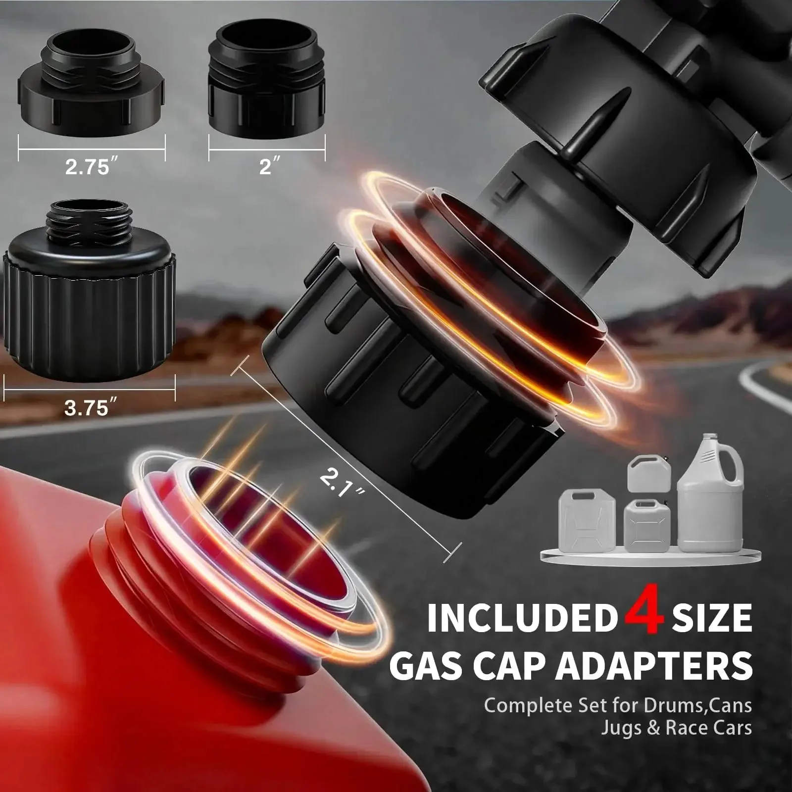 Cordless Fuel Transfer Pump With Auto Stop 3.8 GPM Fast Flow For Gasoline Diesel And Oil USB Powered Battery Operated Four Adapters For Racing Jugs Perfect Gift For Gear Heads And Do It Yourself Guys - Image 3
