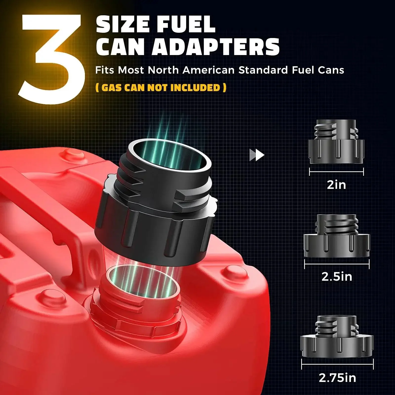 Cordless Fuel Transfer Pump With Auto Stop For No Mess Fueling Three Point Two GPM Flow Portable Diesel And Gas Pump With Fifty One Inch Hose Includes Three Adapters Compatible With Twenty Volt And Eighteen Volt Batteries Bare Tool Yellow - Image 4