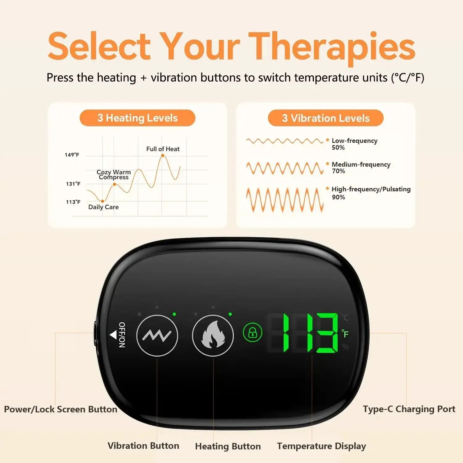 Cordless Heated Back Wrap With Lumbar Massager Vibration Portable Lower Back Belt 3 Heat Levels 180 Minute Battery Touchscreen Control All Day On The Go Relief For Back Pain - Image 8