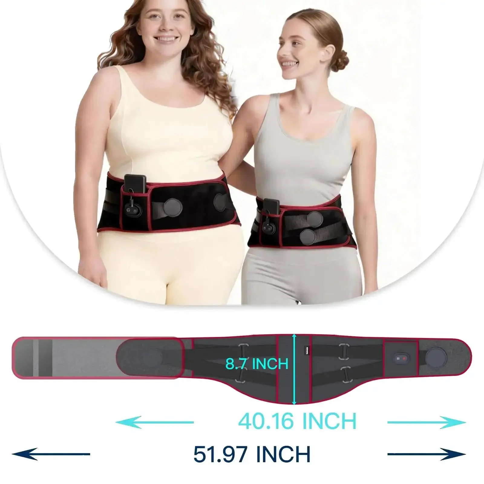 Cordless Heating Massage Belt With 3 Heat Settings And 5 Vibration Modes 10000mAh Rechargeable Battery Portable Back Massager For Lower Back Pain And Cramps Travel Ready Heating Pad For Home Work Or On The Go - Image 6