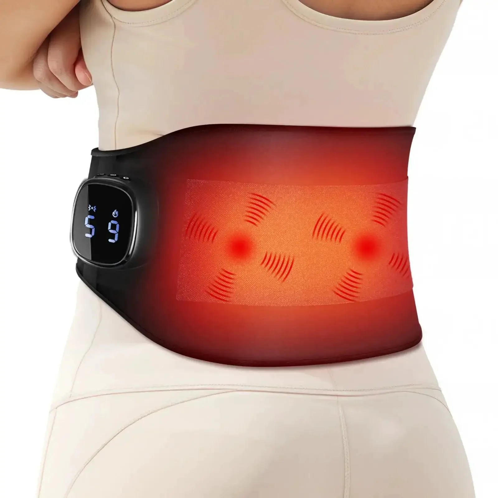 Cordless Heating Pad With Massager For Lower Back Pain Relief, No Cords Wireless Portable Heat Pad On The Go, 9 Heat Levels, 5 Vibration Modes, 3 Intensity Levels, Rechargeable, App Controlled, FSA HSA Eligible, Great Mothers Day Gift