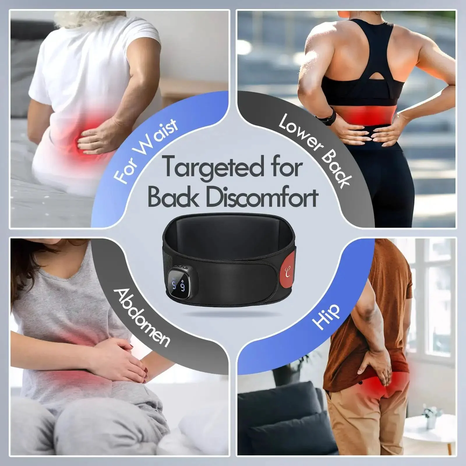 Cordless Heating Pad With Massager For Lower Back Pain Relief, No Cords Wireless Portable Heat Pad On The Go, 9 Heat Levels, 5 Vibration Modes, 3 Intensity Levels, Rechargeable, App Controlled, FSA HSA Eligible, Great Mothers Day Gift - Image 3