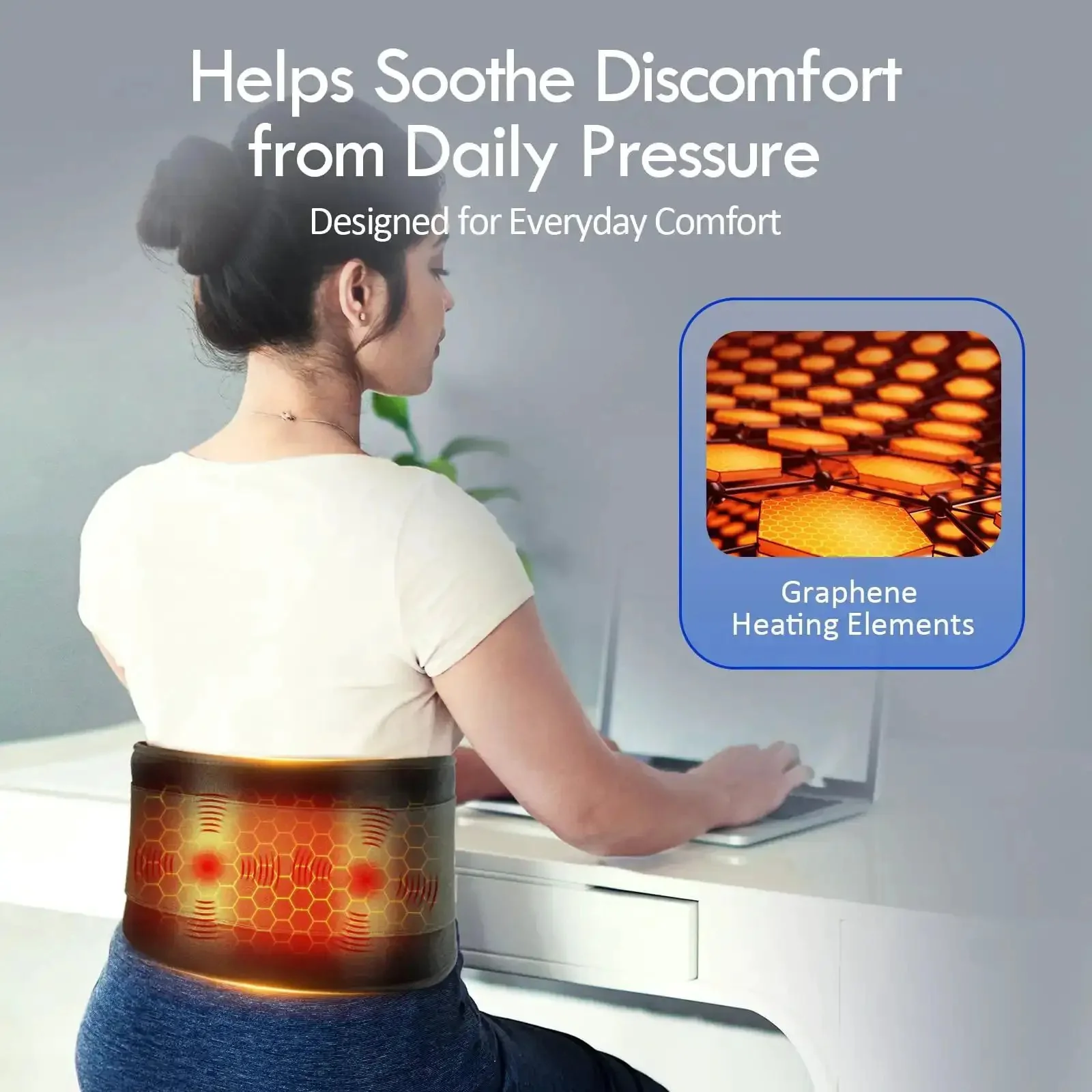 Cordless Heating Pad With Massager For Lower Back Pain Relief, No Cords Wireless Portable Heat Pad On The Go, 9 Heat Levels, 5 Vibration Modes, 3 Intensity Levels, Rechargeable, App Controlled, FSA HSA Eligible, Great Mothers Day Gift - Image 7