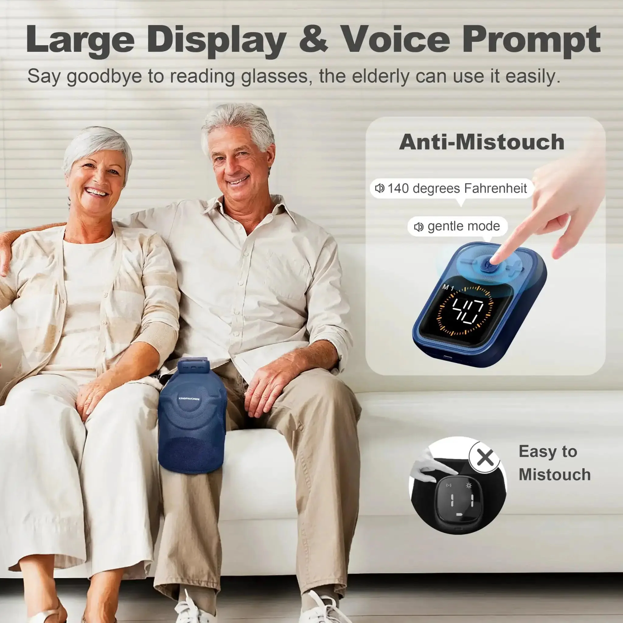 Cordless Knee Massager for Pain Relief With Four Motors, Five Heat Levels, Six Massage Modes, Rapid Five Second Heat, Heated Knee Pad Brace for Knees, Cozy Fit and All Day Relief at Home, Great Gift for Mom Dad Blue - Image 5