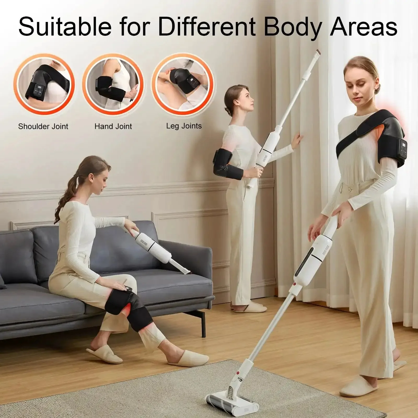 Cordless Knee Massager With Heat And Vibration, 5 Heating Levels And 3 Massage Modes, Portable 2 In 1 Knee And Shoulder Wrap For Pain Relief, Relieves Soreness And Joint Pain, Ideal Gift For Dad Mom Men Women Seniors - Image 5