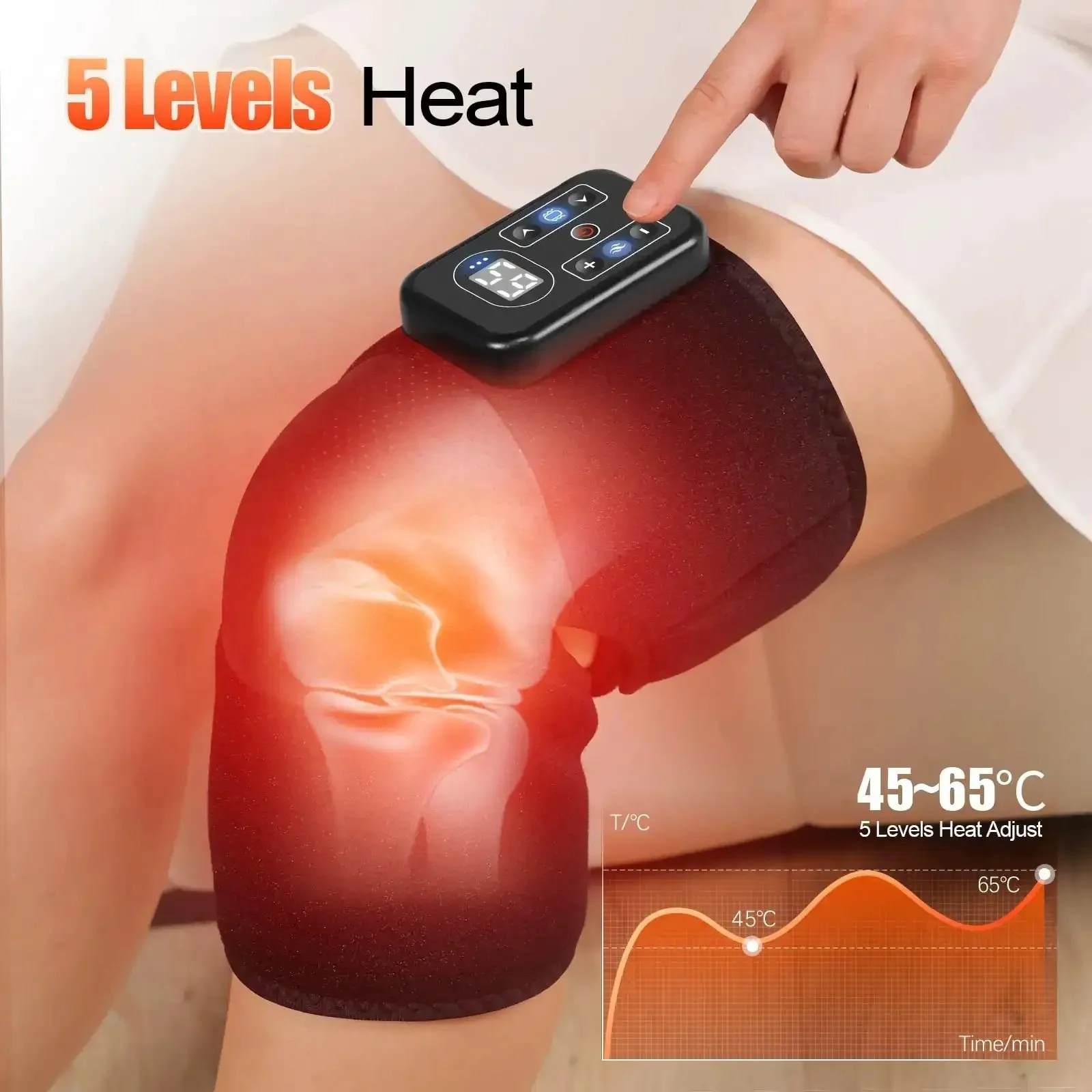 Cordless Knee Massager With Heat And Vibration, 5 Heating Levels And 3 Massage Modes, Portable 2 In 1 Knee And Shoulder Wrap For Pain Relief, Relieves Soreness And Joint Pain, Ideal Gift For Dad Mom Men Women Seniors - Image 7