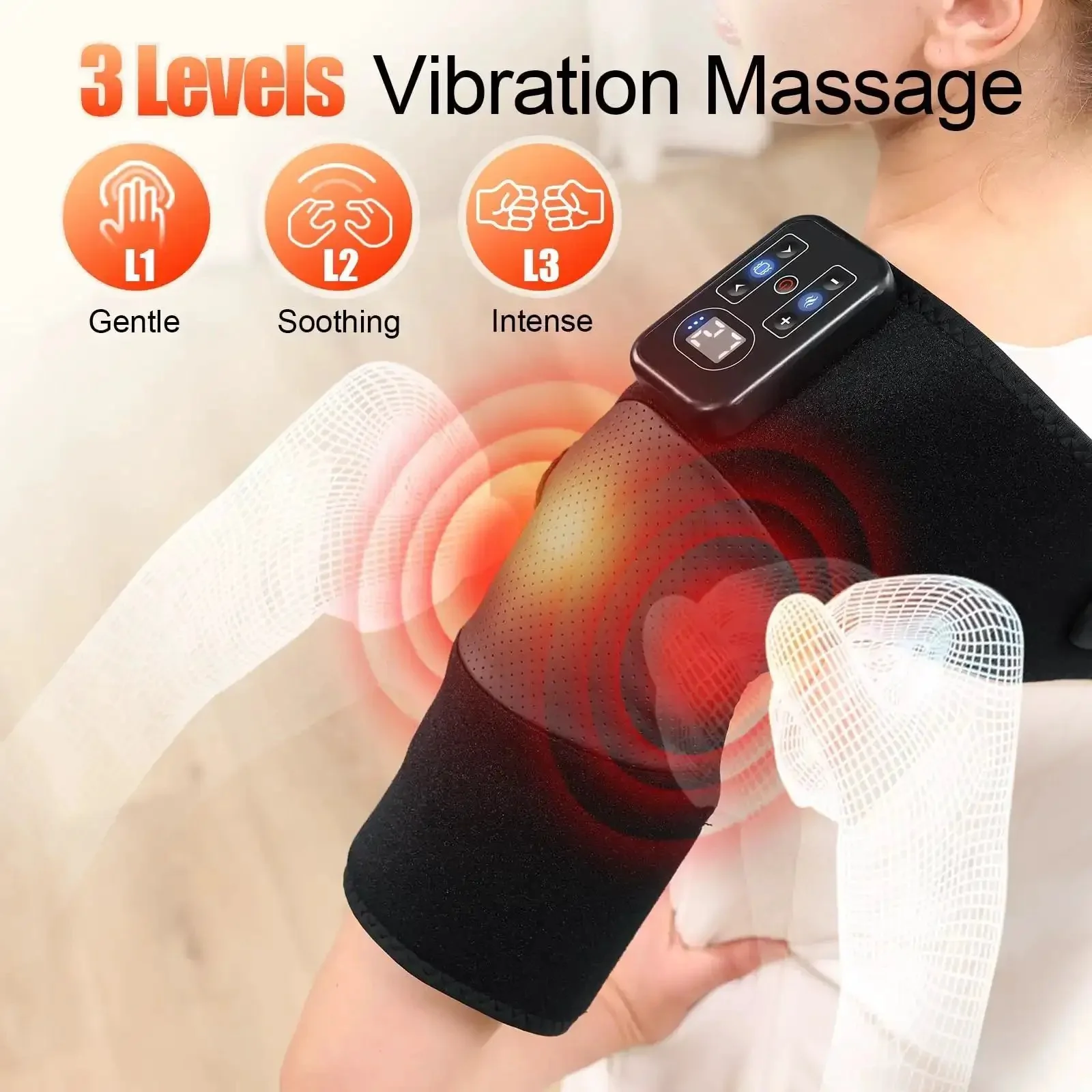 Cordless Knee Massager With Heat And Vibration, 5 Heating Levels And 3 Massage Modes, Portable 2 In 1 Knee And Shoulder Wrap For Pain Relief, Relieves Soreness And Joint Pain, Ideal Gift For Dad Mom Men Women Seniors - Image 8