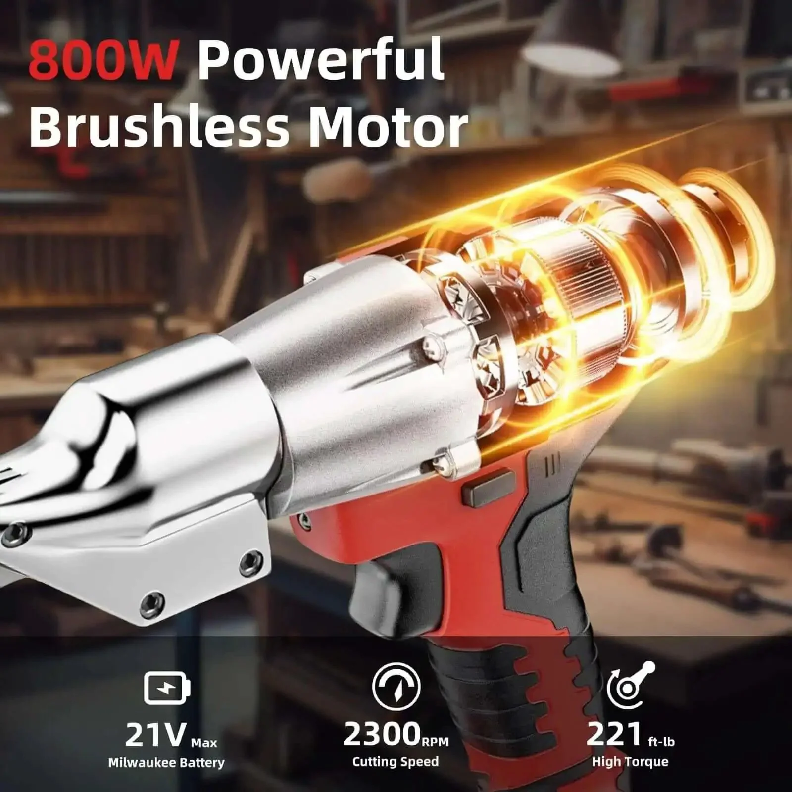 Cordless Metal Cutter With Rotating Head, Heavy Duty 221 Ft Lbs Torque Metal Shears for Cutting Stainless Steel, Iron and PVC, Built To Crush Through Tough Metal, Works With 21V Max Batteries, Battery Not Included, Ergonomic Grip - Image 8