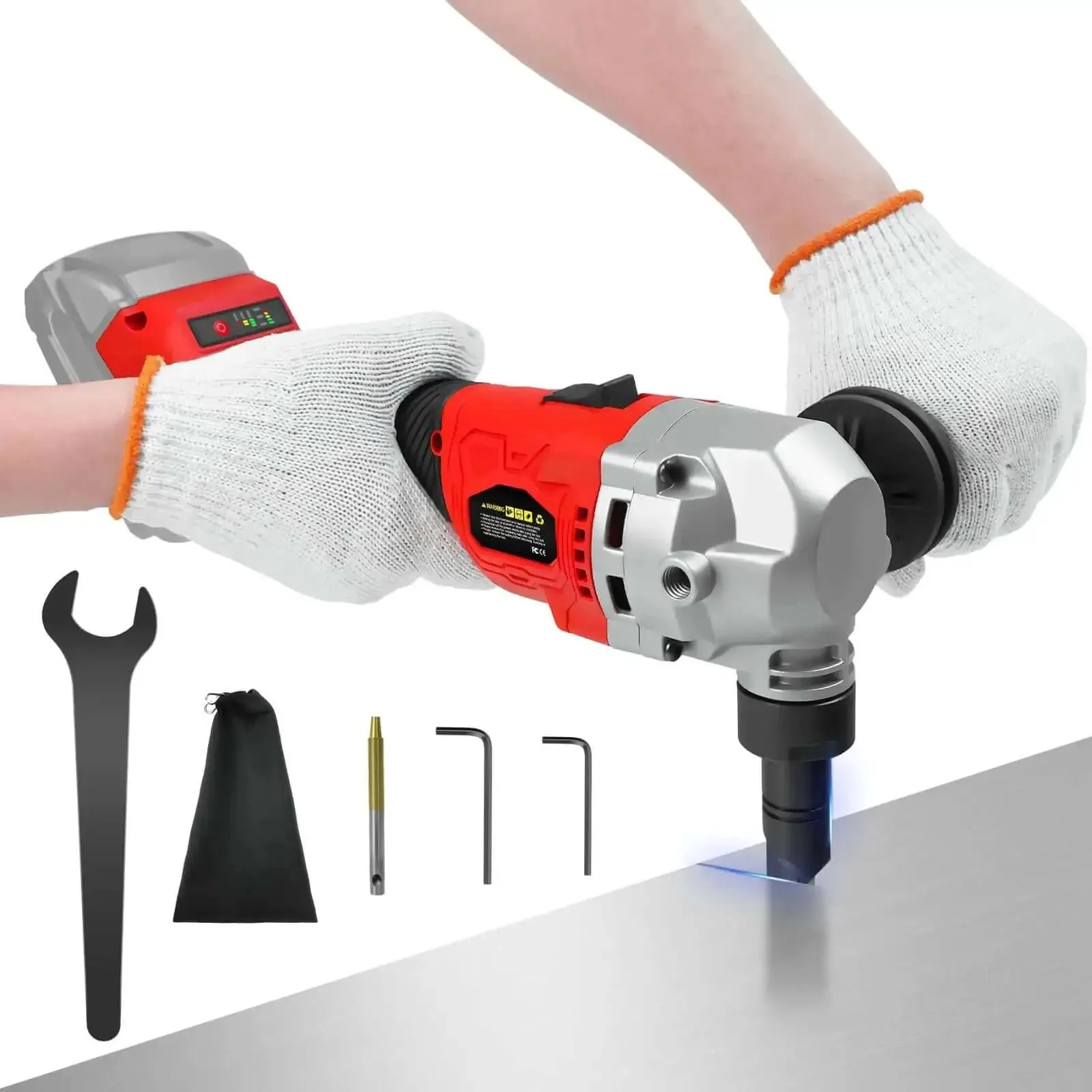Cordless Metal Nibbler For 18V Batteries With Brushless Motor, 3 Speed Metal Cutter For Stainless Steel And Aluminum, 30000 RPM, Dust Bags, 2 Replacement Blades, No Battery Included, Great For Sheet Metal And Automotive Projects