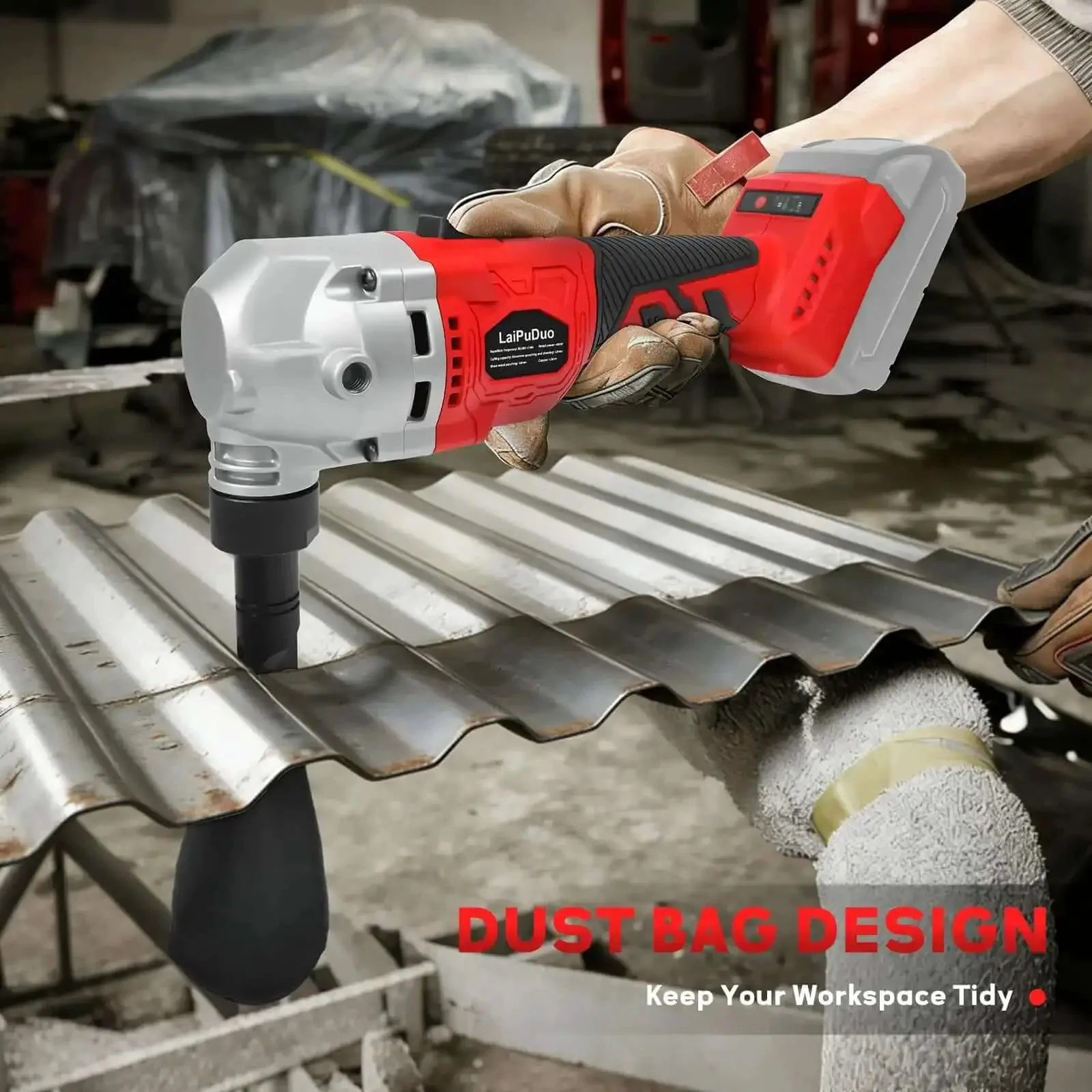 Cordless Metal Nibbler For 18V Batteries With Brushless Motor, 3 Speed Metal Cutter For Stainless Steel And Aluminum, 30000 RPM, Dust Bags, 2 Replacement Blades, No Battery Included, Great For Sheet Metal And Automotive Projects - Image 3