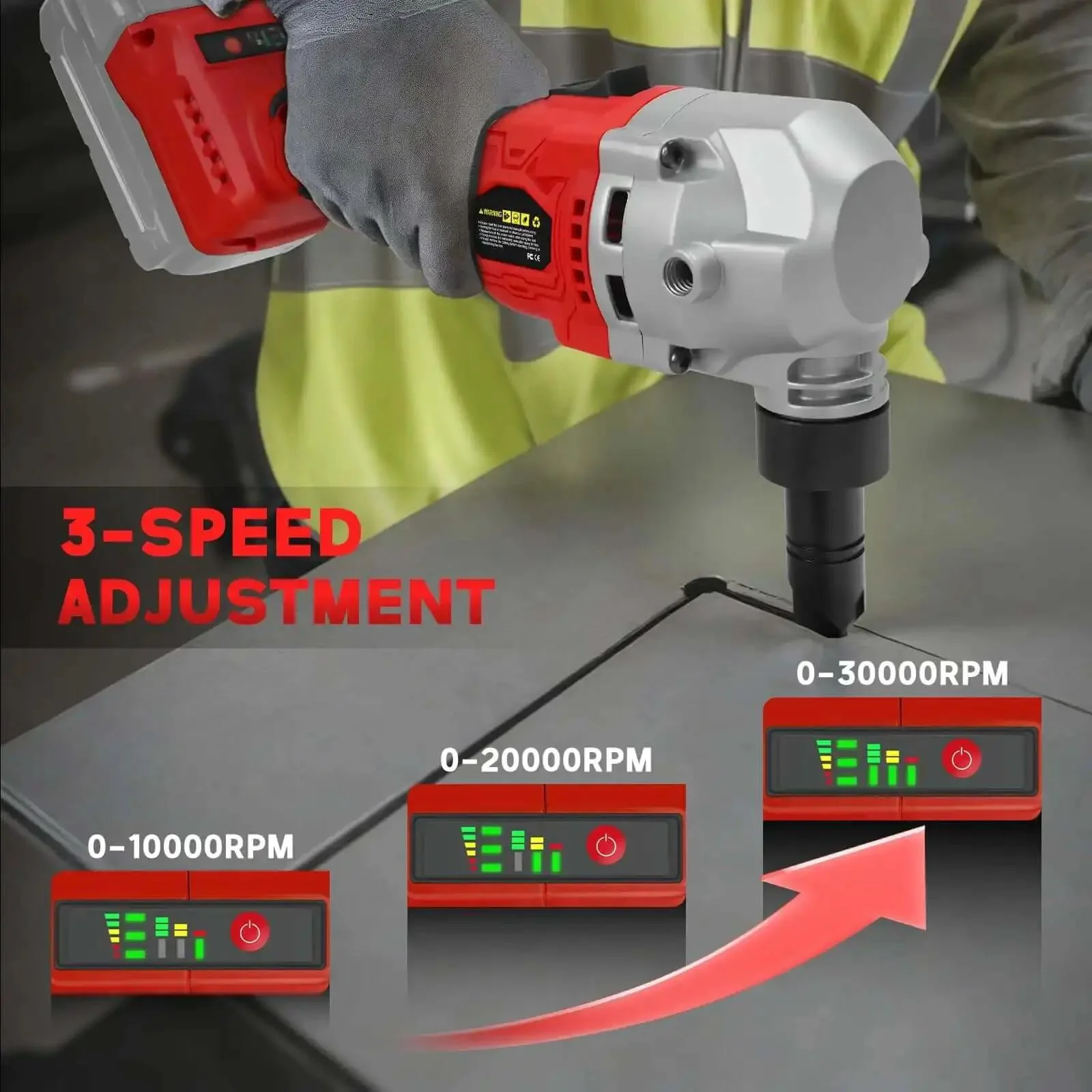 Cordless Metal Nibbler For 18V Batteries With Brushless Motor, 3 Speed Metal Cutter For Stainless Steel And Aluminum, 30000 RPM, Dust Bags, 2 Replacement Blades, No Battery Included, Great For Sheet Metal And Automotive Projects - Image 6