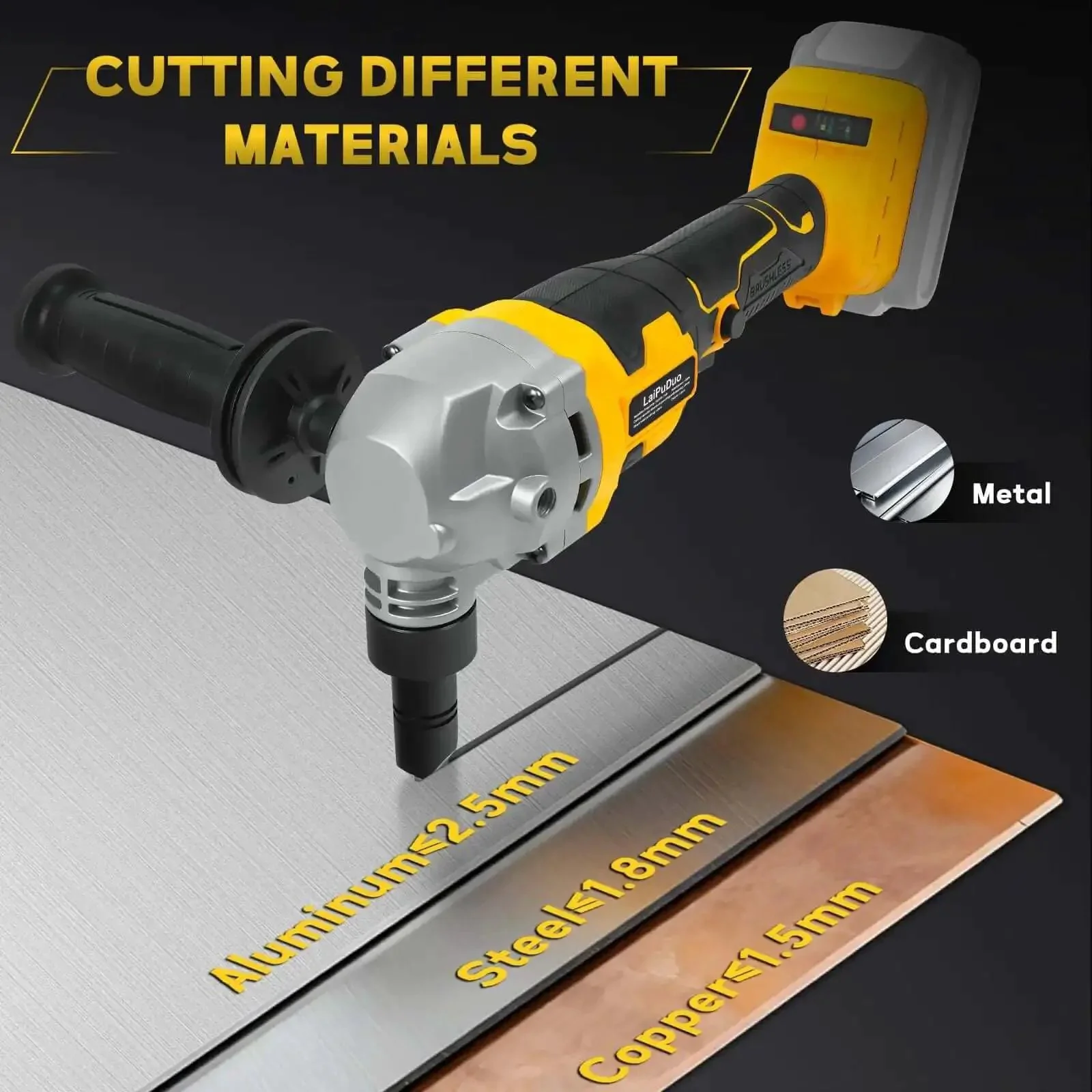 Cordless Metal Nibbler For 20V Battery System A True Workhorse With Brushless Motor Three Speed Metal Cutter For Stainless Steel And Aluminum 30000RPM Dust Bags Includes Two Blades Compatible With 20V DeWalt And Similar Batteries - Image 4