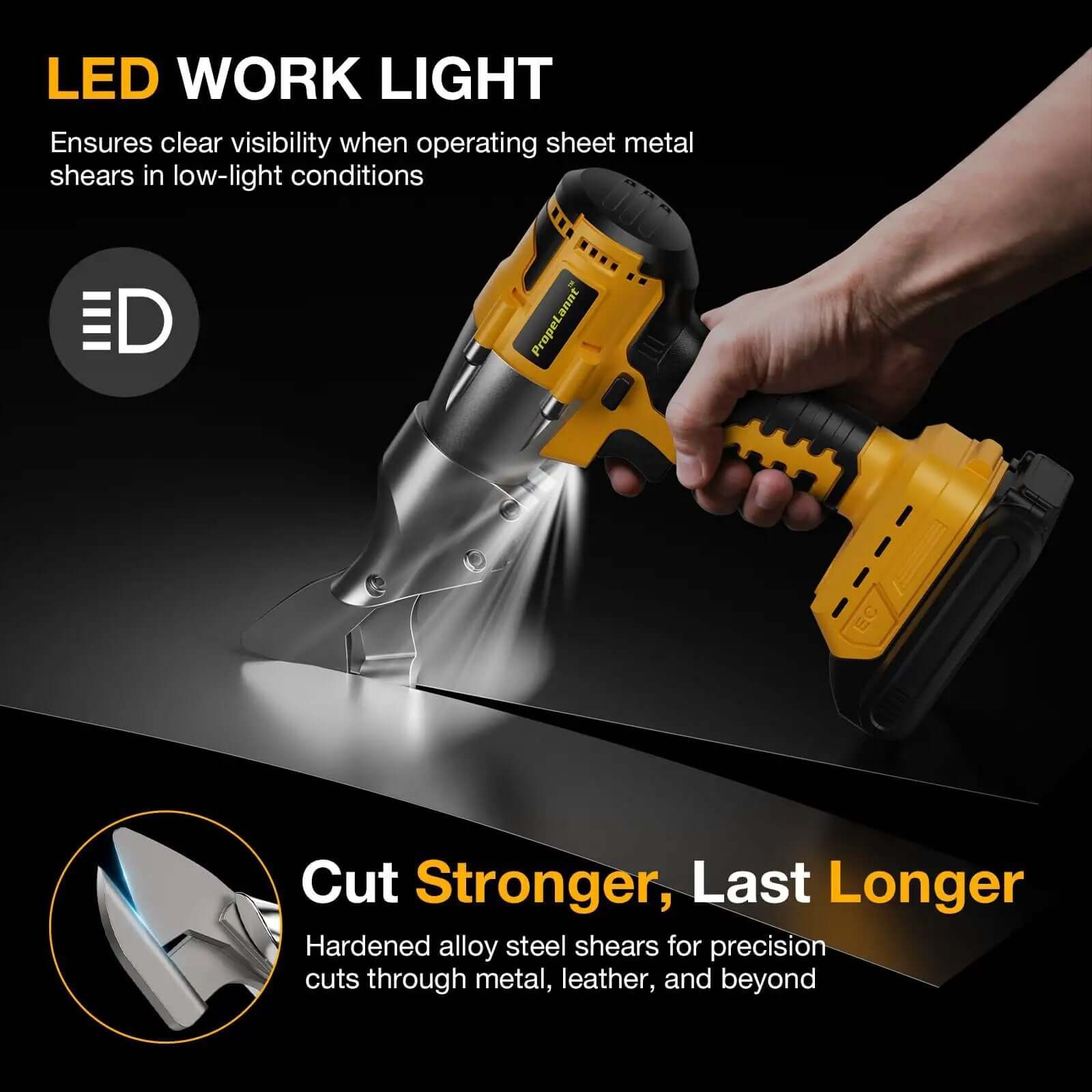 Cordless Metal Shears 20V Max Bare Tool Pro Grade For 14 Gauge Cutting, 360 Degree Pivoting Head, 400Nm Torque For Stainless Steel, Iron, Carpet, Leather, And Cardboard No Battery Included - Image 2