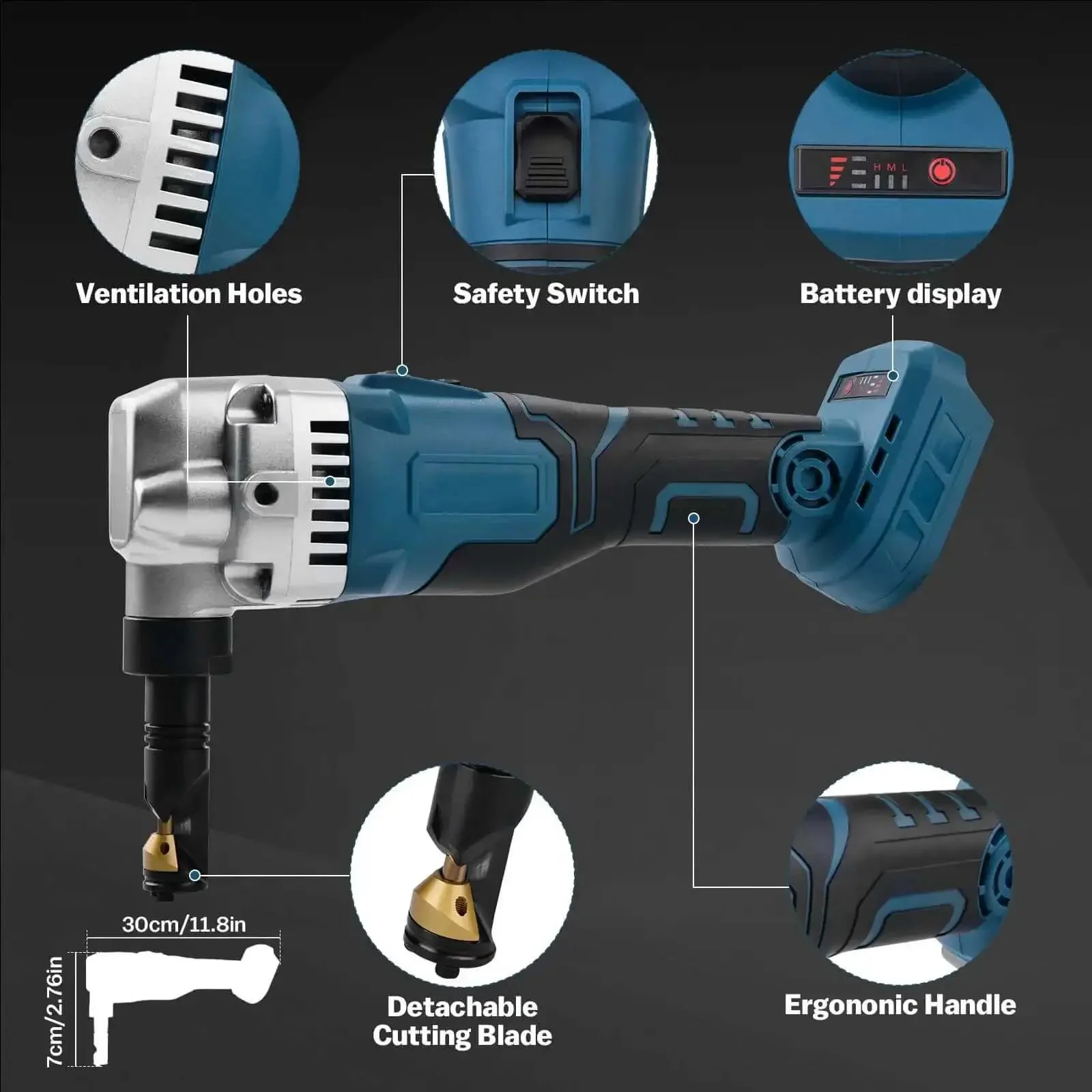 Cordless Nibbler With 3 Speed Settings For 16 Gauge Sheet Metal Cutting Brushless Motor Delivers Up To 2400 RPM No Cord Freedom 18V Compatible Replaced Blades Included Great For Stainless Steel Aluminum And Plastic Heavy Duty DIY Tool - Image 2