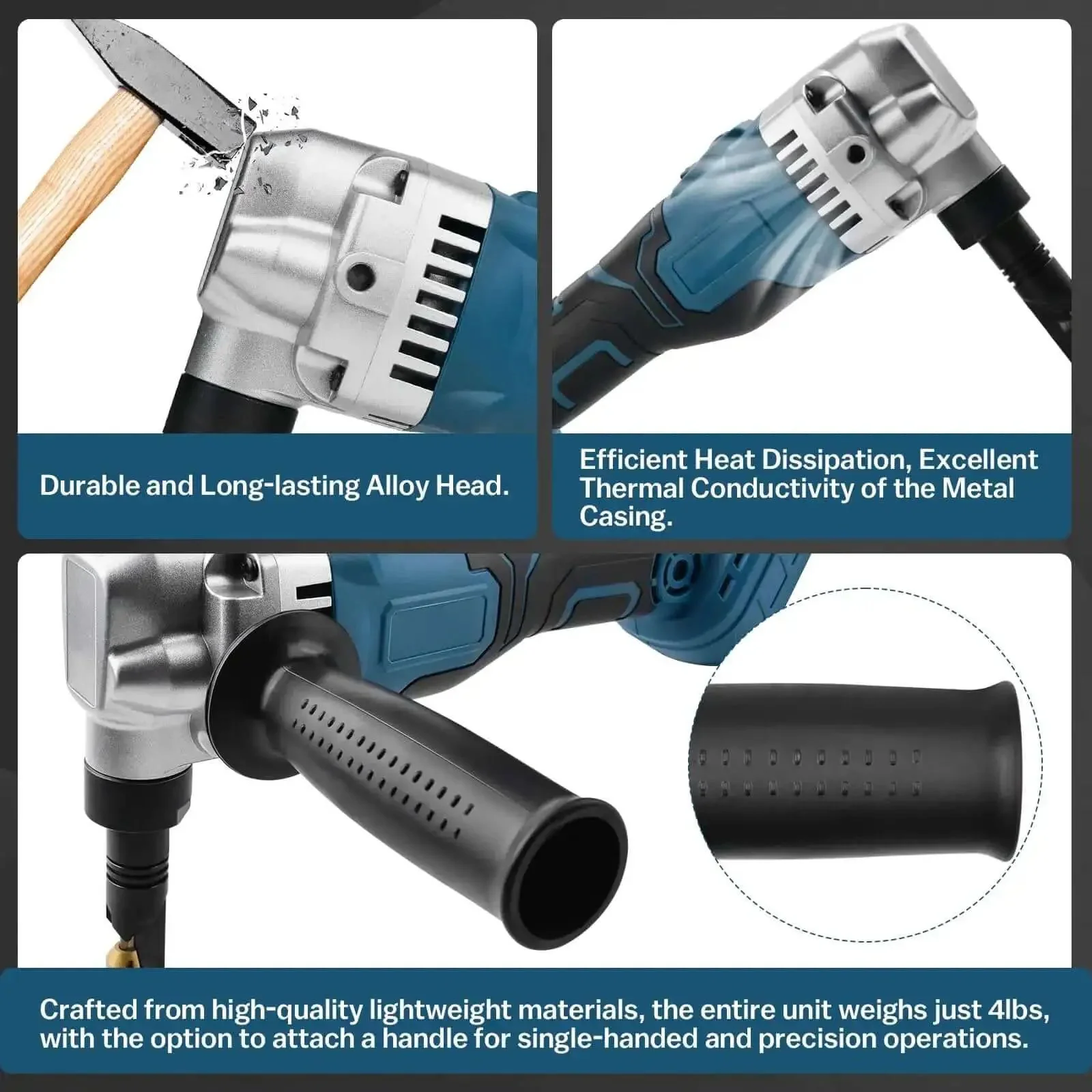 Cordless Nibbler With 3 Speed Settings For 16 Gauge Sheet Metal Cutting Brushless Motor Delivers Up To 2400 RPM No Cord Freedom 18V Compatible Replaced Blades Included Great For Stainless Steel Aluminum And Plastic Heavy Duty DIY Tool - Image 3