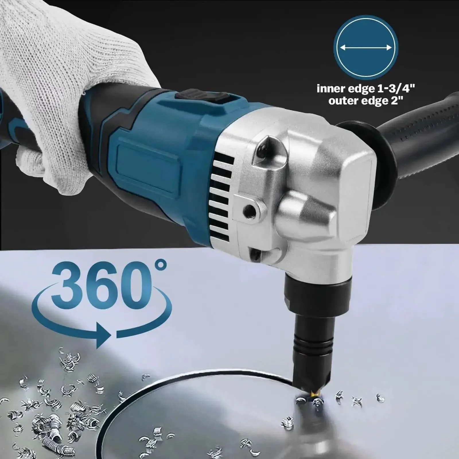 Cordless Nibbler With 3 Speed Settings For 16 Gauge Sheet Metal Cutting Brushless Motor Delivers Up To 2400 RPM No Cord Freedom 18V Compatible Replaced Blades Included Great For Stainless Steel Aluminum And Plastic Heavy Duty DIY Tool - Image 5