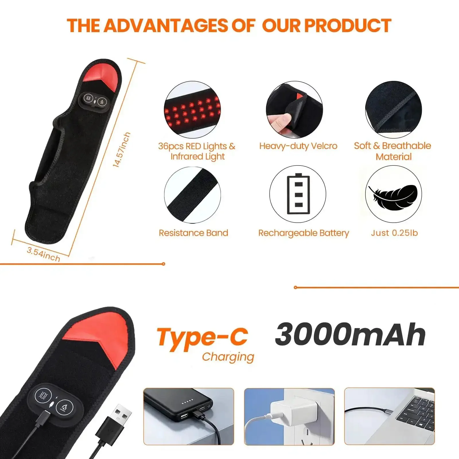 Cordless Red Light Therapy Ankle Massager Wrap With 660nm Red And 850nm Infrared Lights, Vibration And Heat, Rechargeable 3000mAh Battery, Go To Pain Relief For Ankle Wrist Foot Arch Comfort - Image 3