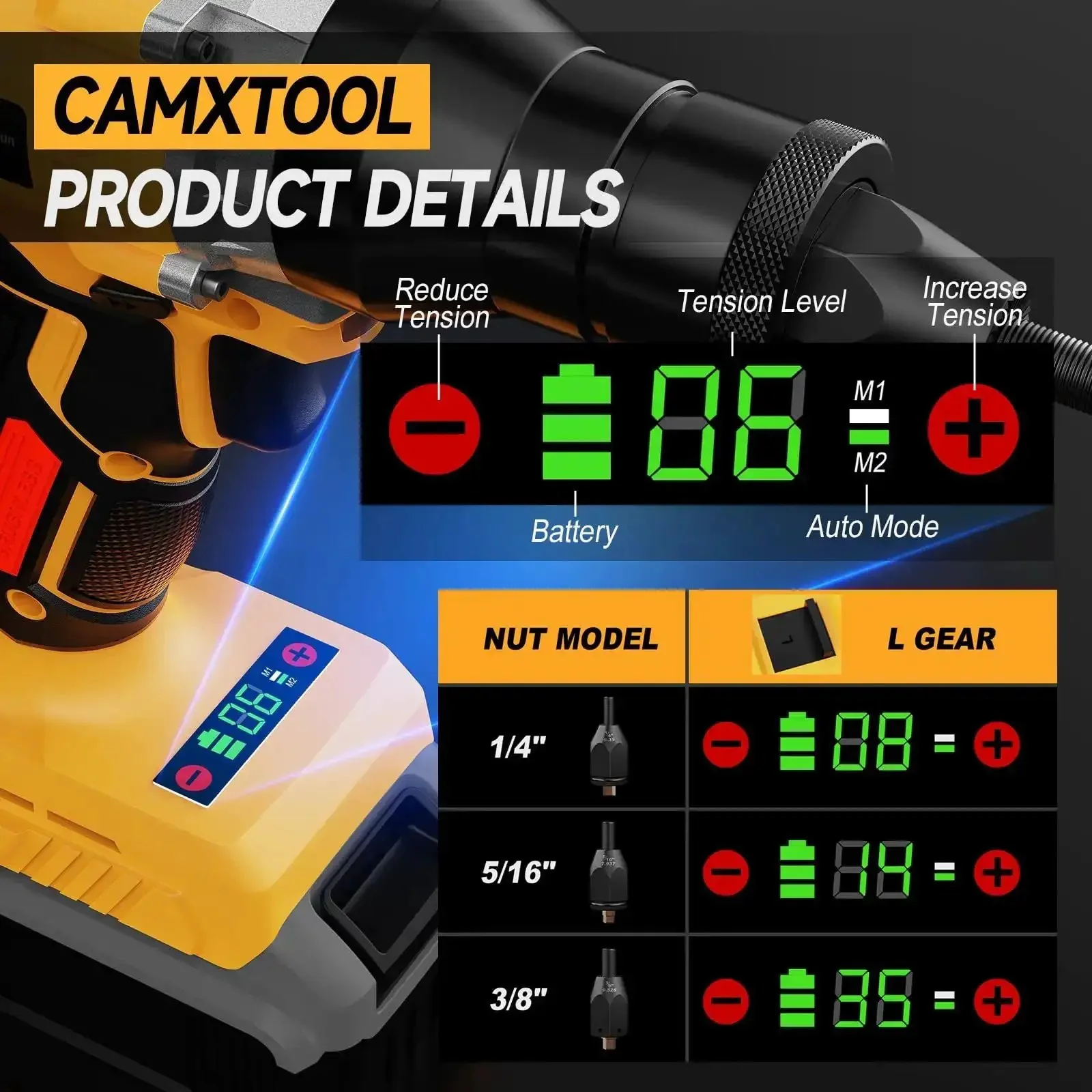 Cordless Rivet Nut Gun For Dewalt 20V Max Battery With Auto Mode And Memory One Quarter Inch Five Sixteen Inch Three Eighth Inch Nut Heads Go Anywhere Portable Rivnut Tool Tool Only - Image 5