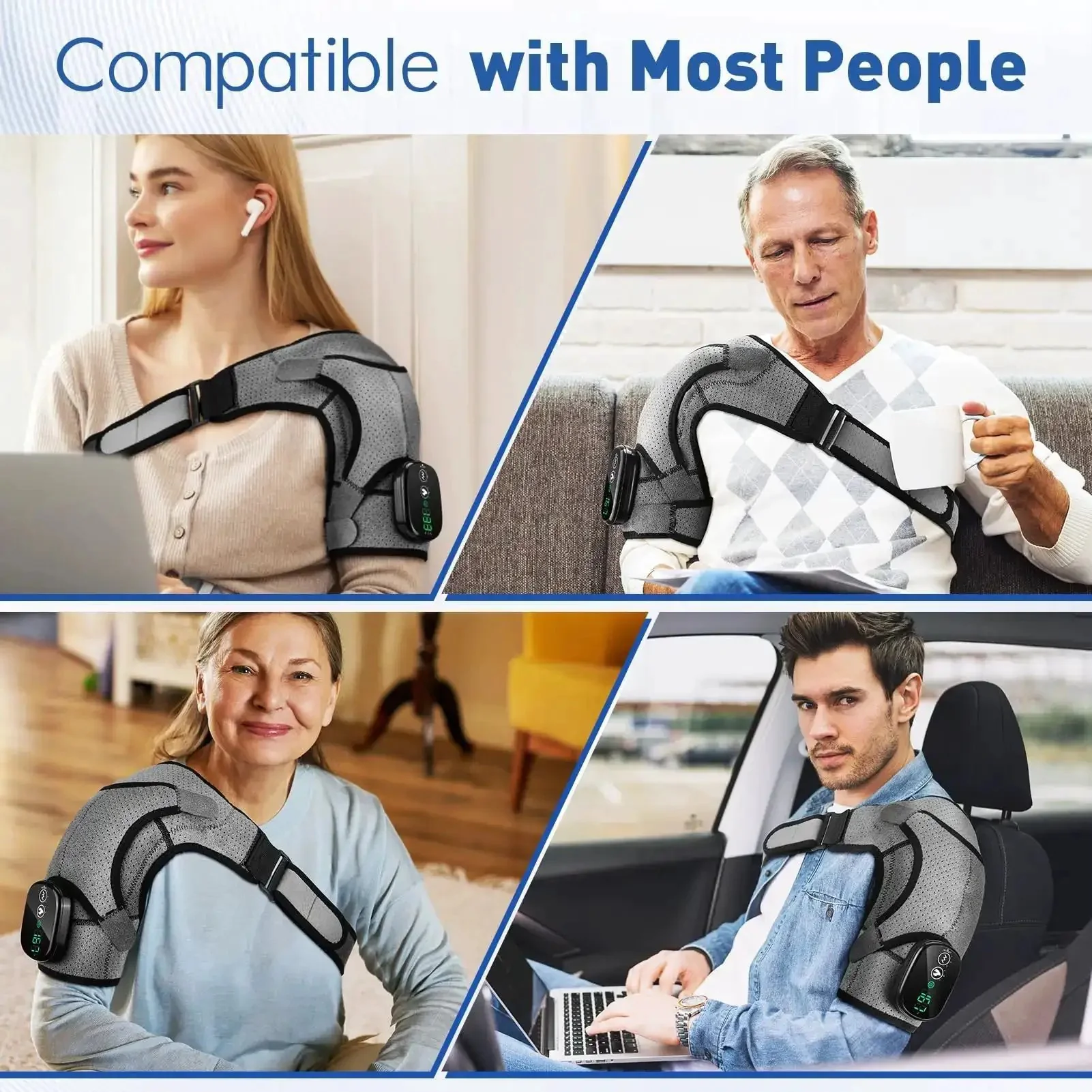 Cordless Shoulder Heating Pad With Heat And Vibration, No Wires Portable Shoulder Massager For Pain Relief, Heated Shoulder Brace For Rotator Cuff, All Day Comfort For Men And Women, Adjustable Temperature 104F To 167F - Image 6