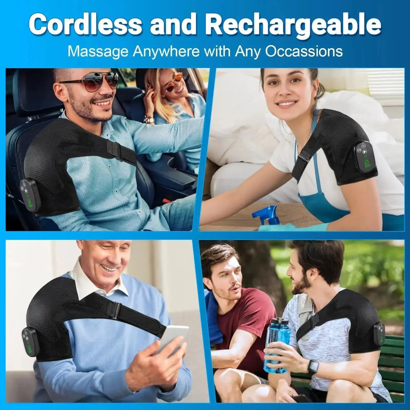Cordless Shoulder Heating Pad With Massager Portable Upper Back And Shoulder Warmer With 6 Heat Levels 3 Vibration Modes 6 Timers Easy Touch Control And Auto Shutoff Ideal For Muscle Relief At Home Or On The Go - Image 4