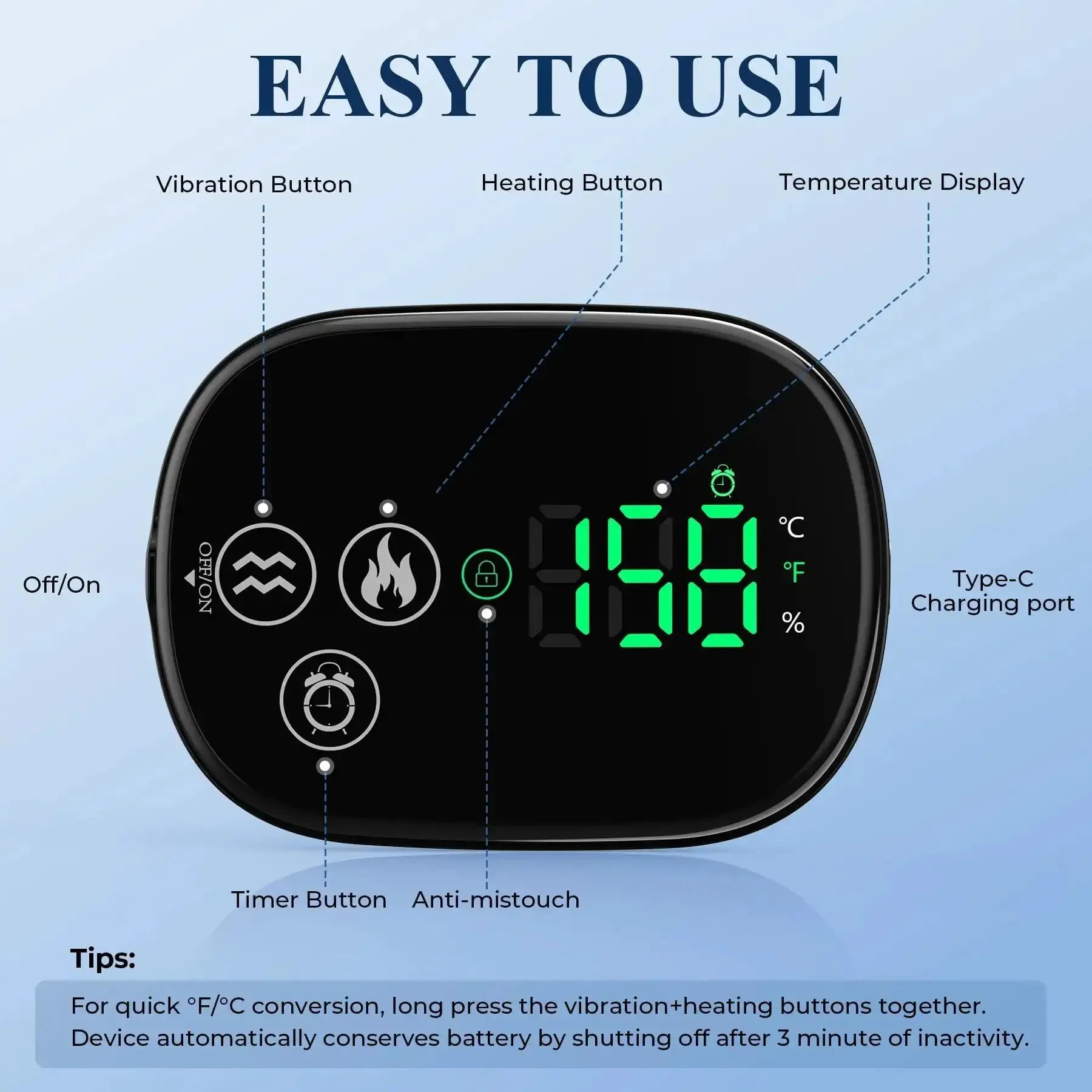 Cordless Shoulder Heating Pad With Massager Portable Upper Back And Shoulder Warmer With 6 Heat Levels 3 Vibration Modes 6 Timers Easy Touch Control And Auto Shutoff Ideal For Muscle Relief At Home Or On The Go - Image 7