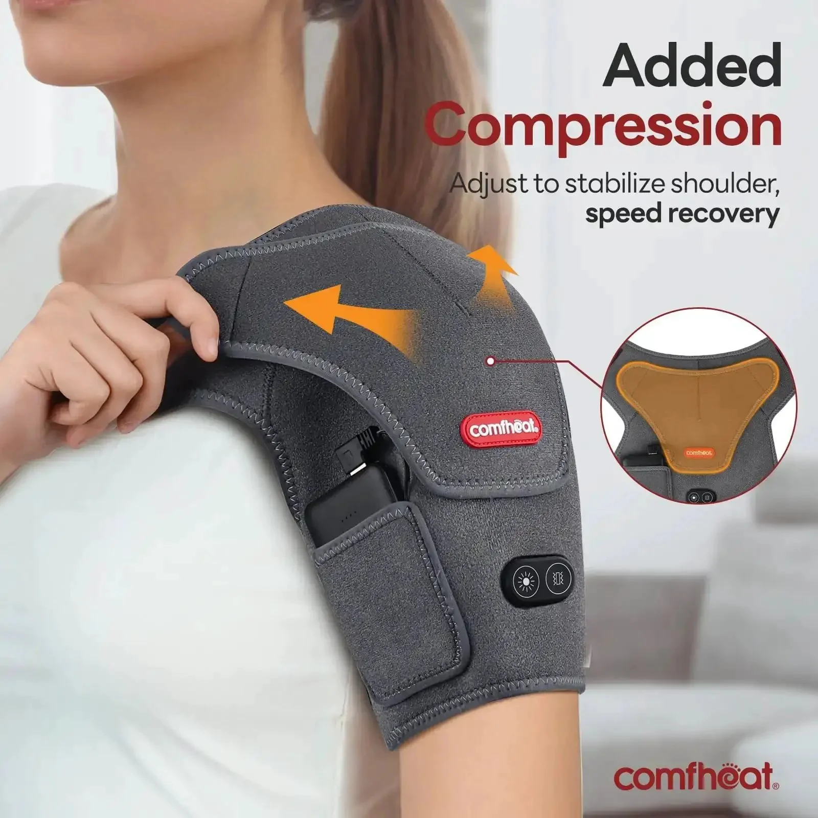 Cordless Shoulder Heating Pad With Vibration Massage, 5000mAh Battery, Portable On The Go Hot Compress For Frozen Shoulder And Rotator Cuff Pain, 3 Heat Levels And 3 Vibration Modes, 1-3 Hour Use For Men And Women - Image 4