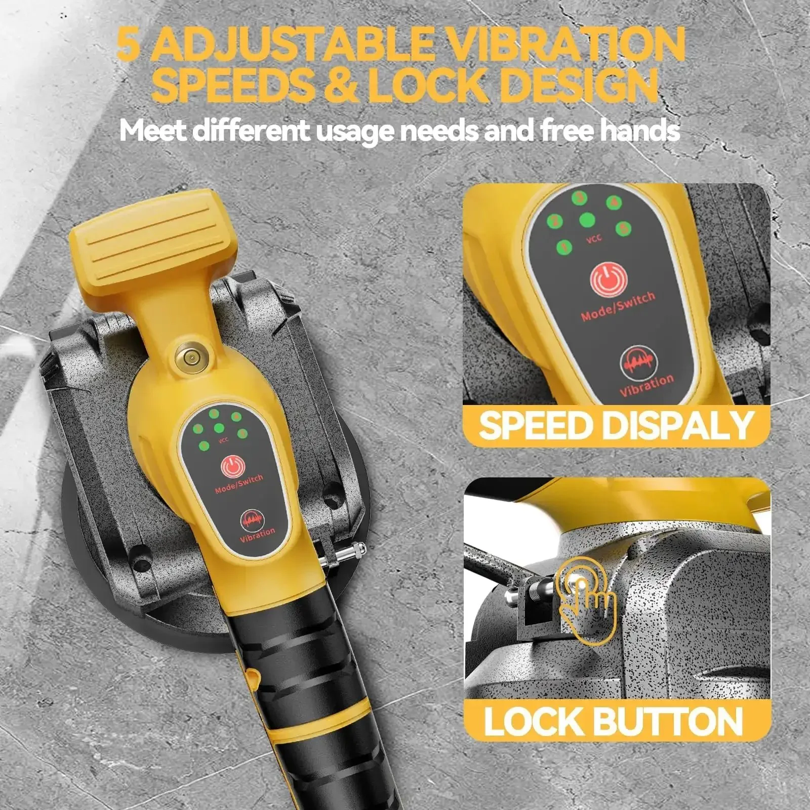 Cordless Tile Vibration Tool With 5 Speed Settings For Leveling Floors And Walls, 20V Battery Compatible, Suction Cup Leveling Machine With Bubble Level Gauge, Lock Design, Tool Only, Battery Not Included - Image 7